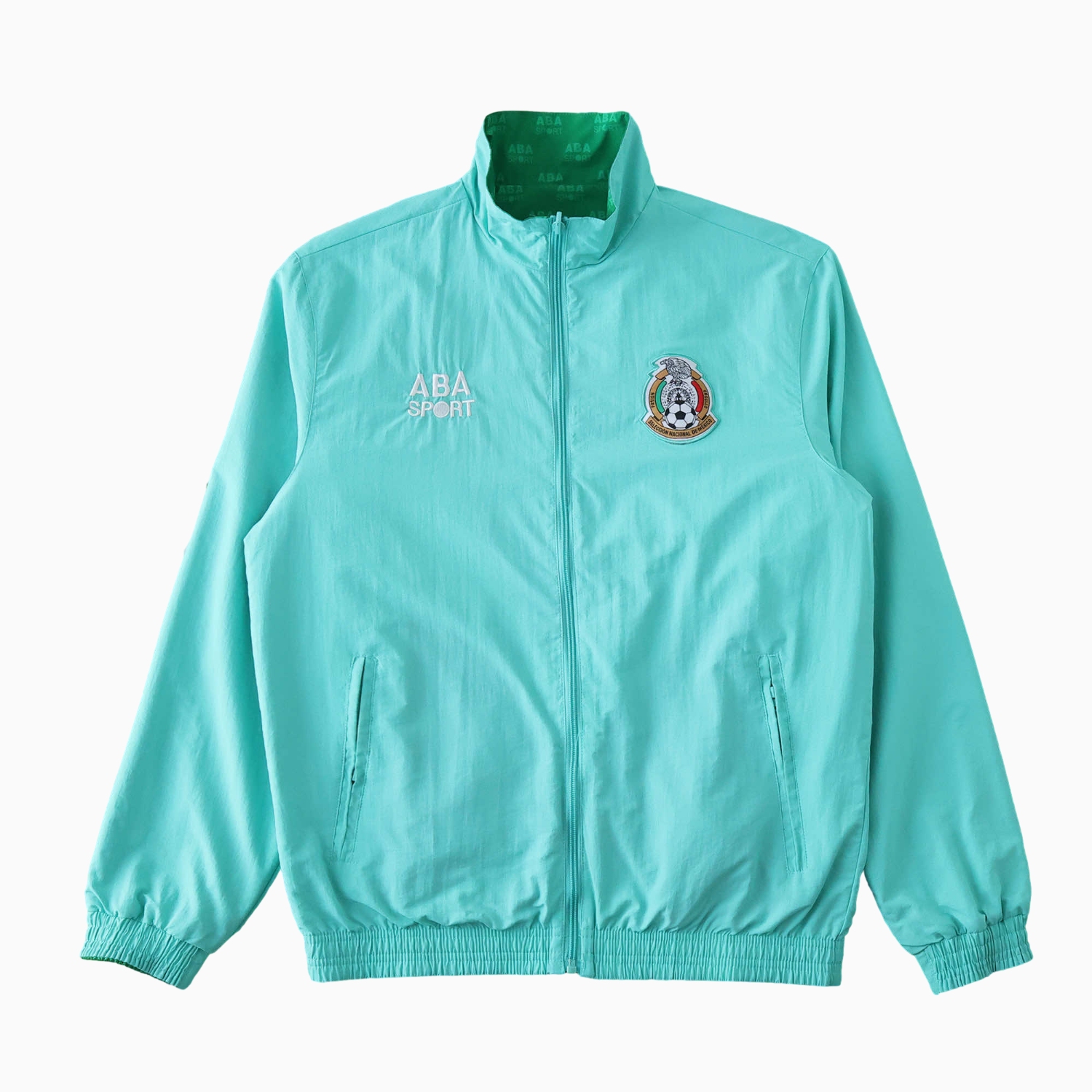 foot-Retro Mexico 1995 Retro Style Double Sided Reversible Windbreaker - Green & Blue