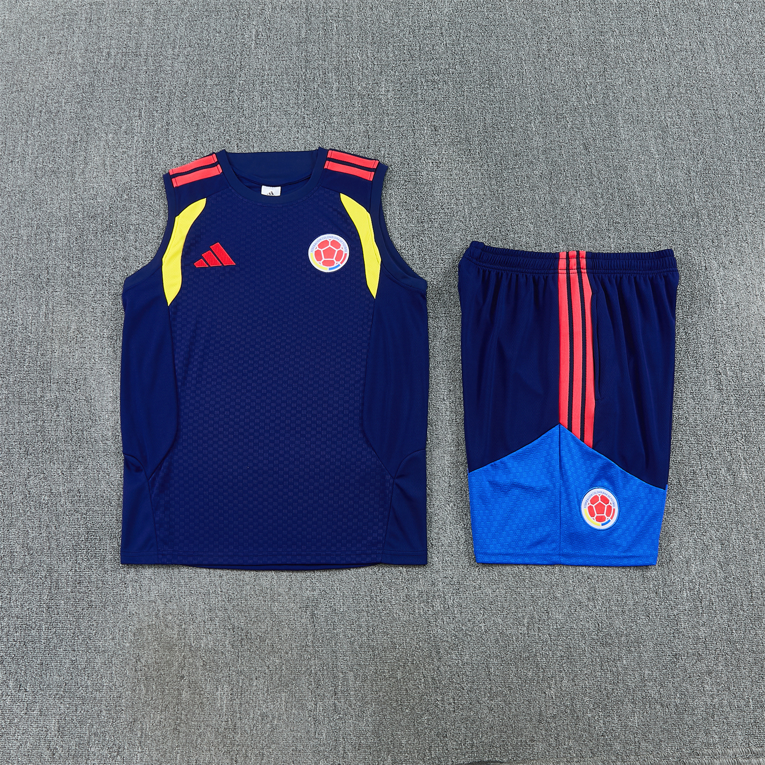Unitedfootballkit.com | Colombia 2026 Vest Training Set - Dark Blue Vest and Shorts -Customize Name, Number and Patch | Worldwide Shipping