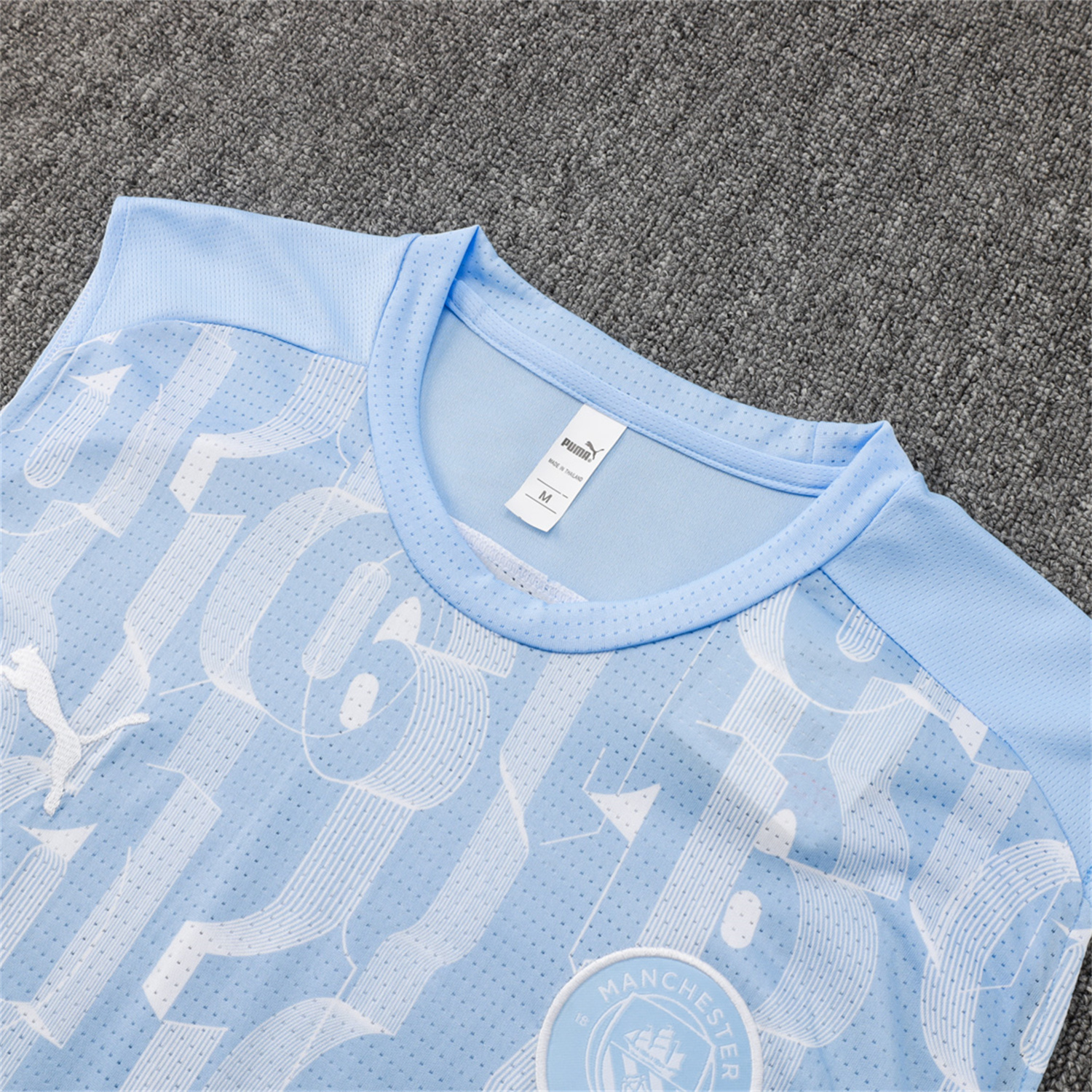 foot-Manchester City 25-26 Vest Training Set - Sky Blue Vest and Deep Blue Shorts