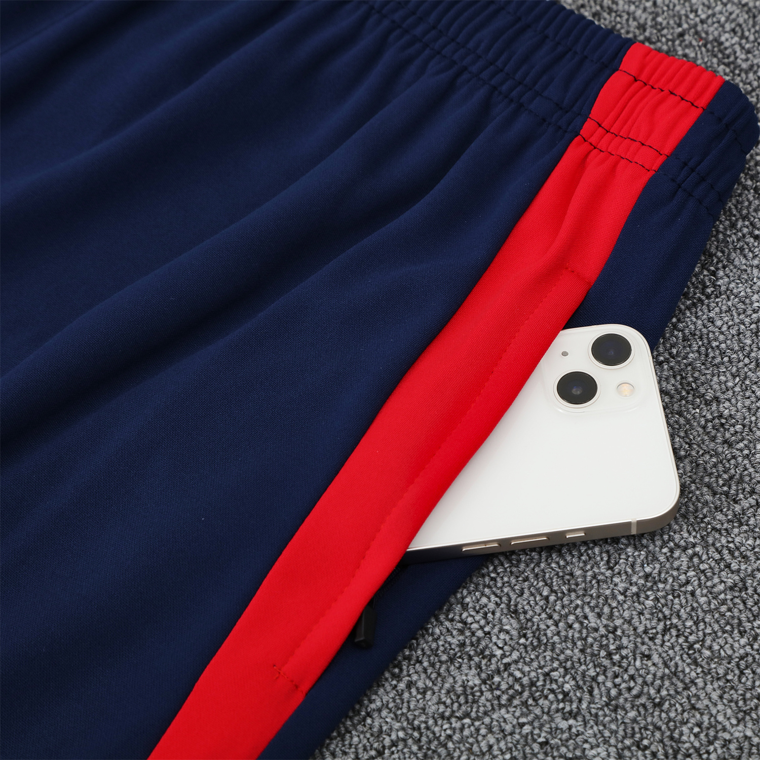 foot-Manchester United 25-26 POLO Short-Sleeve Training Set - Red Top and Deep Blue Pants