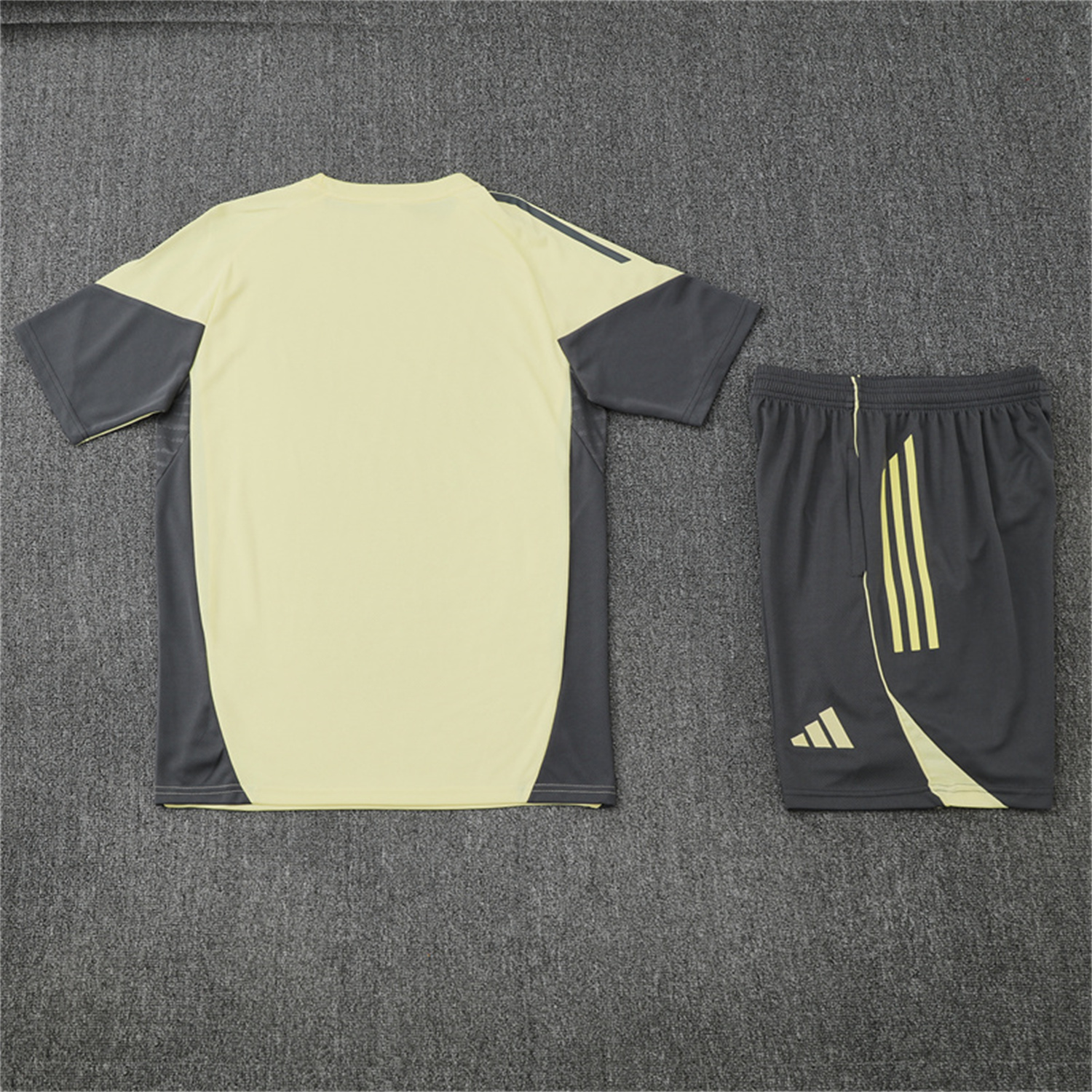 foot-Real Madrid 25-26 Kids Short-Sleeve Training Set - Yellow Top and Grey Shorts