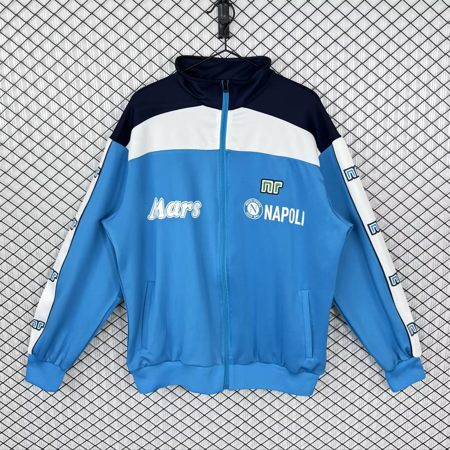Unitedfootballkit.com | Retro Napoli 1989-90 Blue Windbreaker -Customize Name, Number and Patch | Worldwide Shipping