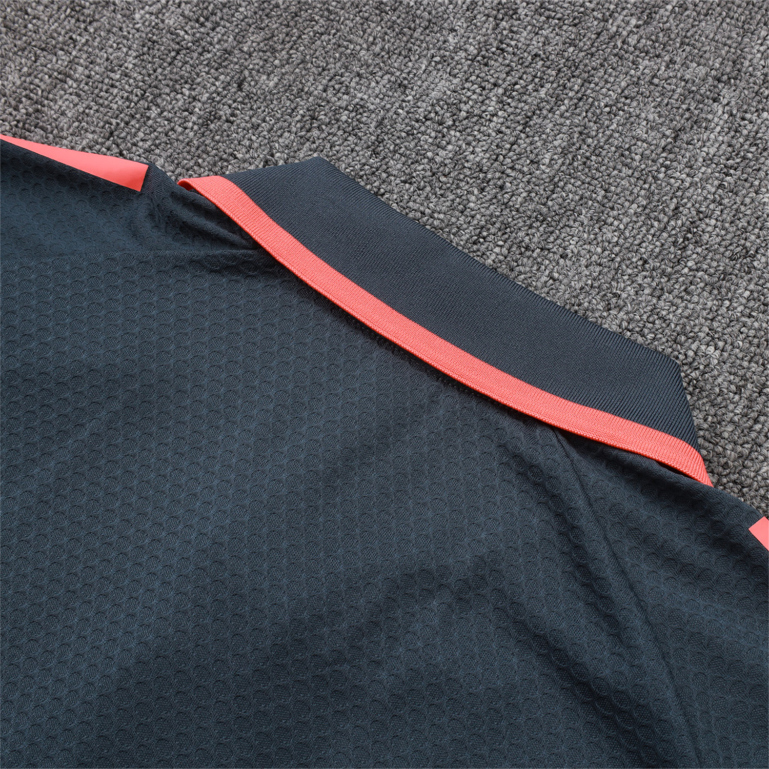 foot-Bayern Munich 25-26 POLO Short-Sleeve Training Set - Deep Grey Top and Pants with Orange Badge