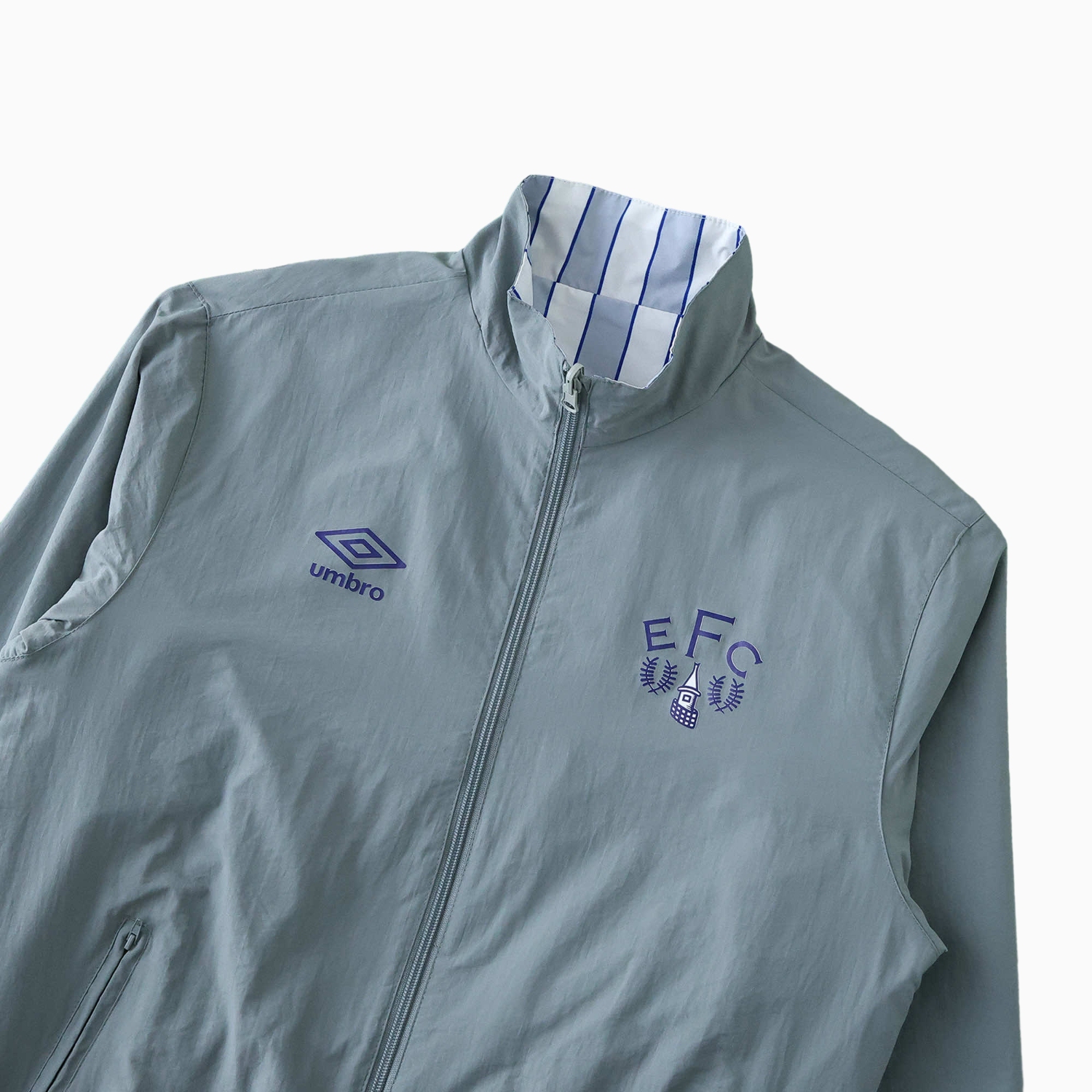 foot-Everton 1988-89 Retro Style Double Sided Reversible Windbreaker - White & Grey