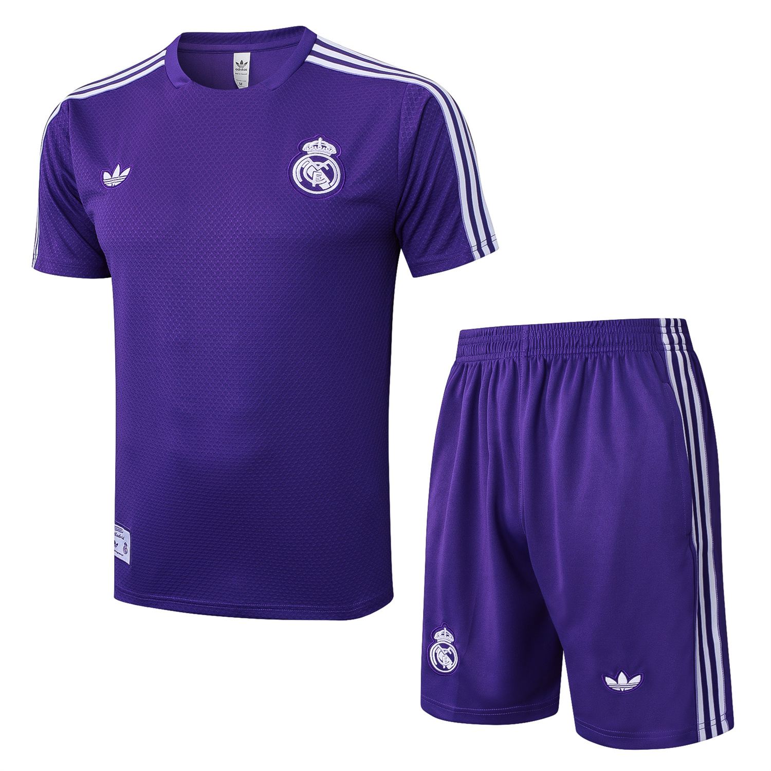 foot-Real Madrid 25-26 Throwback Trefoil Short-Sleeve Training Set - Purple