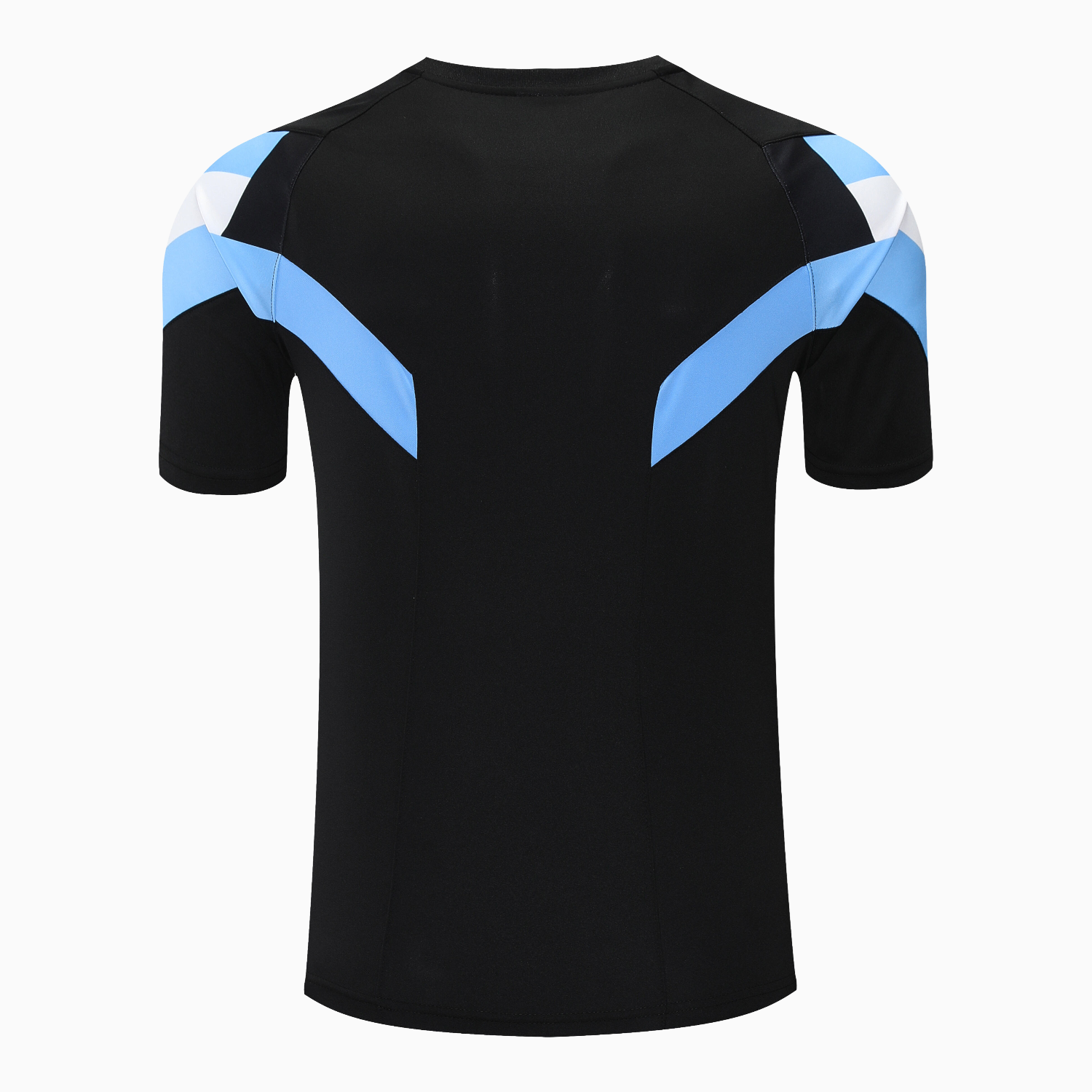 foot-Argentina 25-26 Short-Sleeve Training Set - Blue Stripes Black Top & Black Shorts