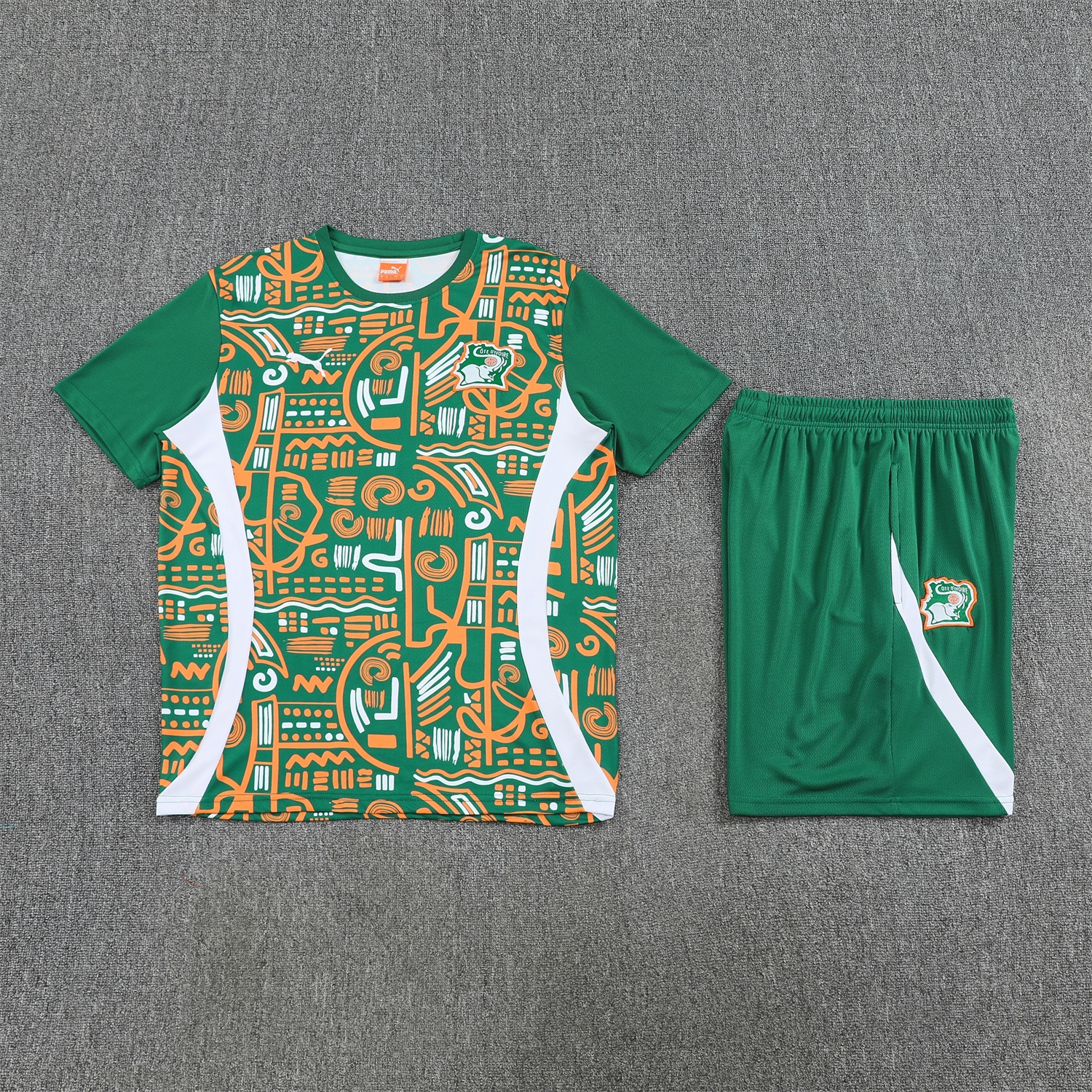 Unitedfootballkit.com | Ivory Coast 2026 Short-Sleeve Training Set - Green Top and Shorts -Customize Name, Number and Patch | Worldwide Shipping