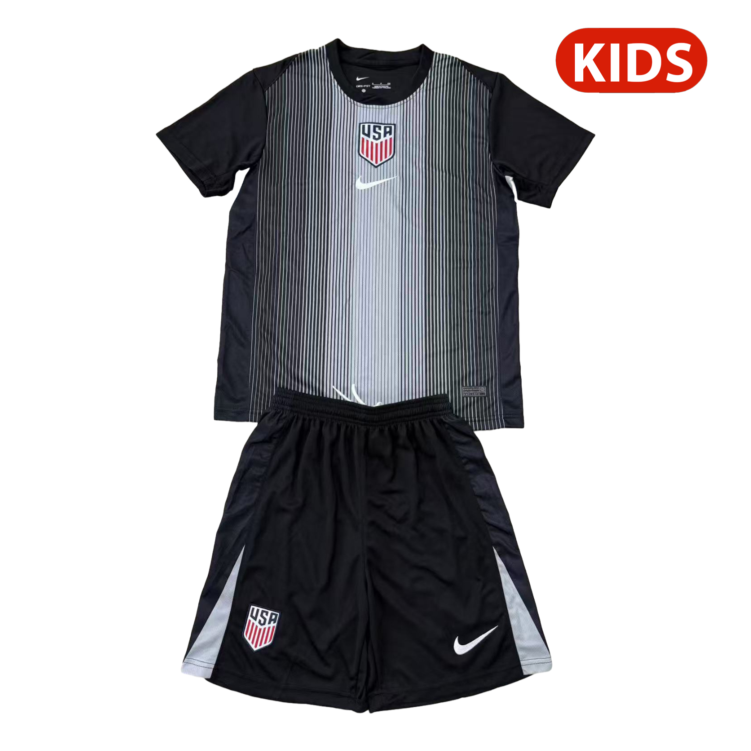 foot-United States USA 25-26 Black Goalkeeper Kids Kit