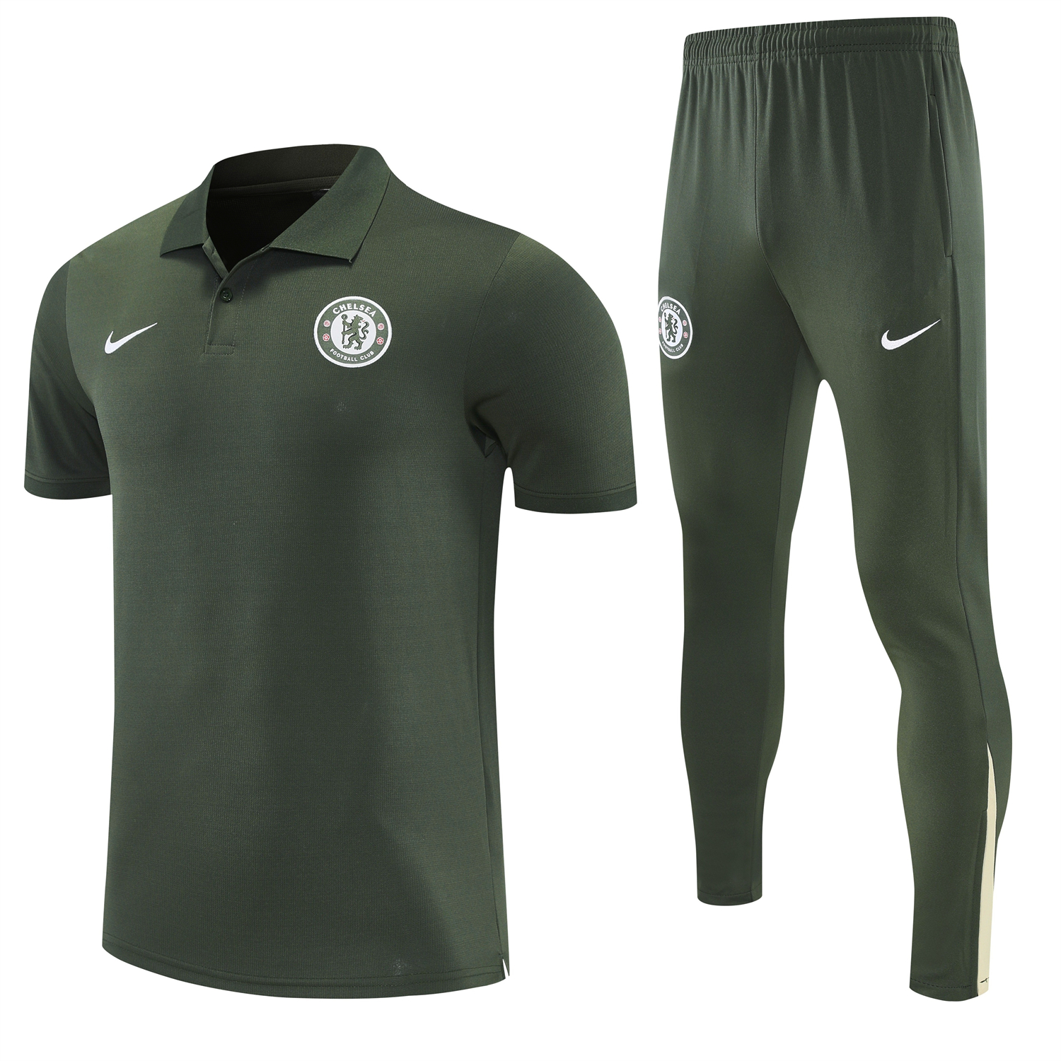 Unitedfootballkit.com | C.H.E.L.S.E.A 25-26 POLO Short-Sleeve Training Set - Dark Green Top and Pants -Customize Name, Number and Patch | Worldwide Shipping