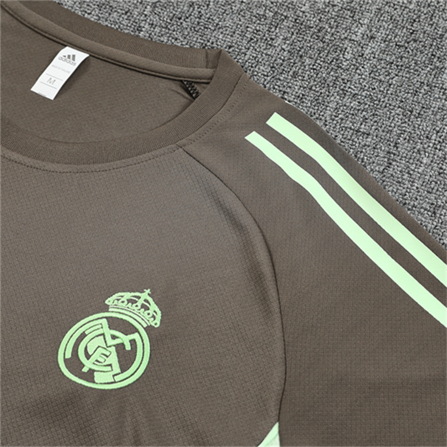foot-Real Madrid 25-26 Short-Sleeve Training Set - Dark Khaki Top and Shorts