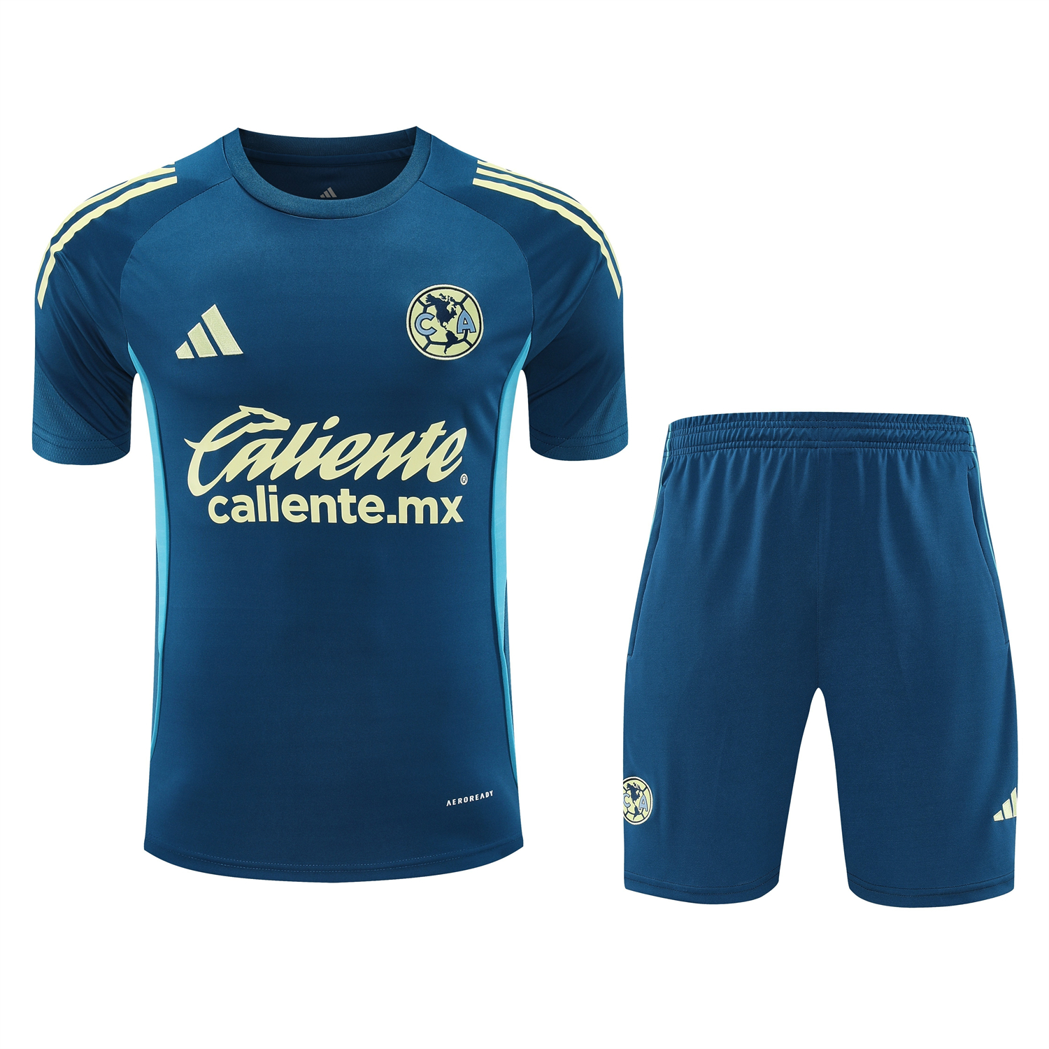Unitedfootballkit.com | Club América 25-26 Short-Sleeve Training Set - Deep Blue Top & Deep Blue Shorts -Customize Name, Number and Patch | Worldwide Shipping
