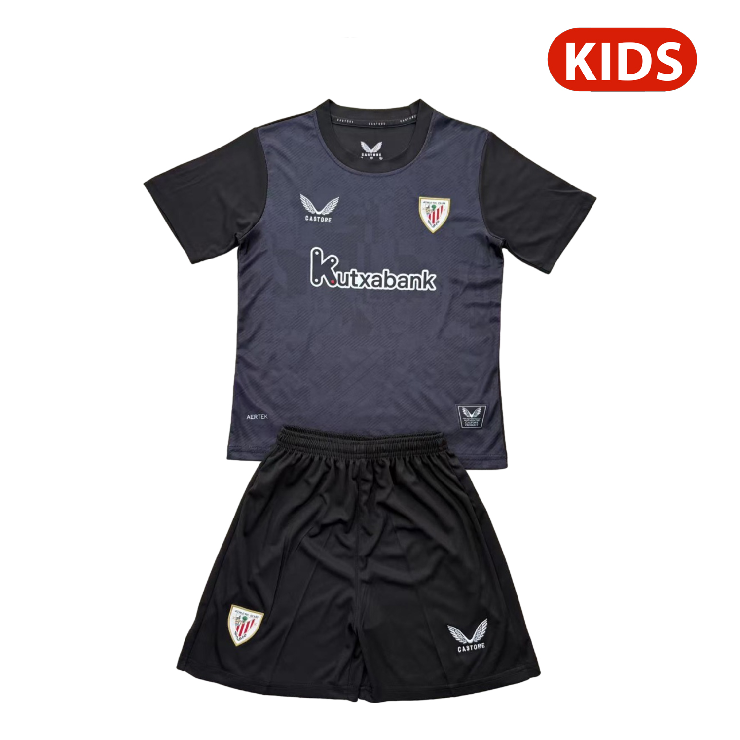 foot-Athletic Bilbao 25-26 Black Goalkeeper Kids Kit