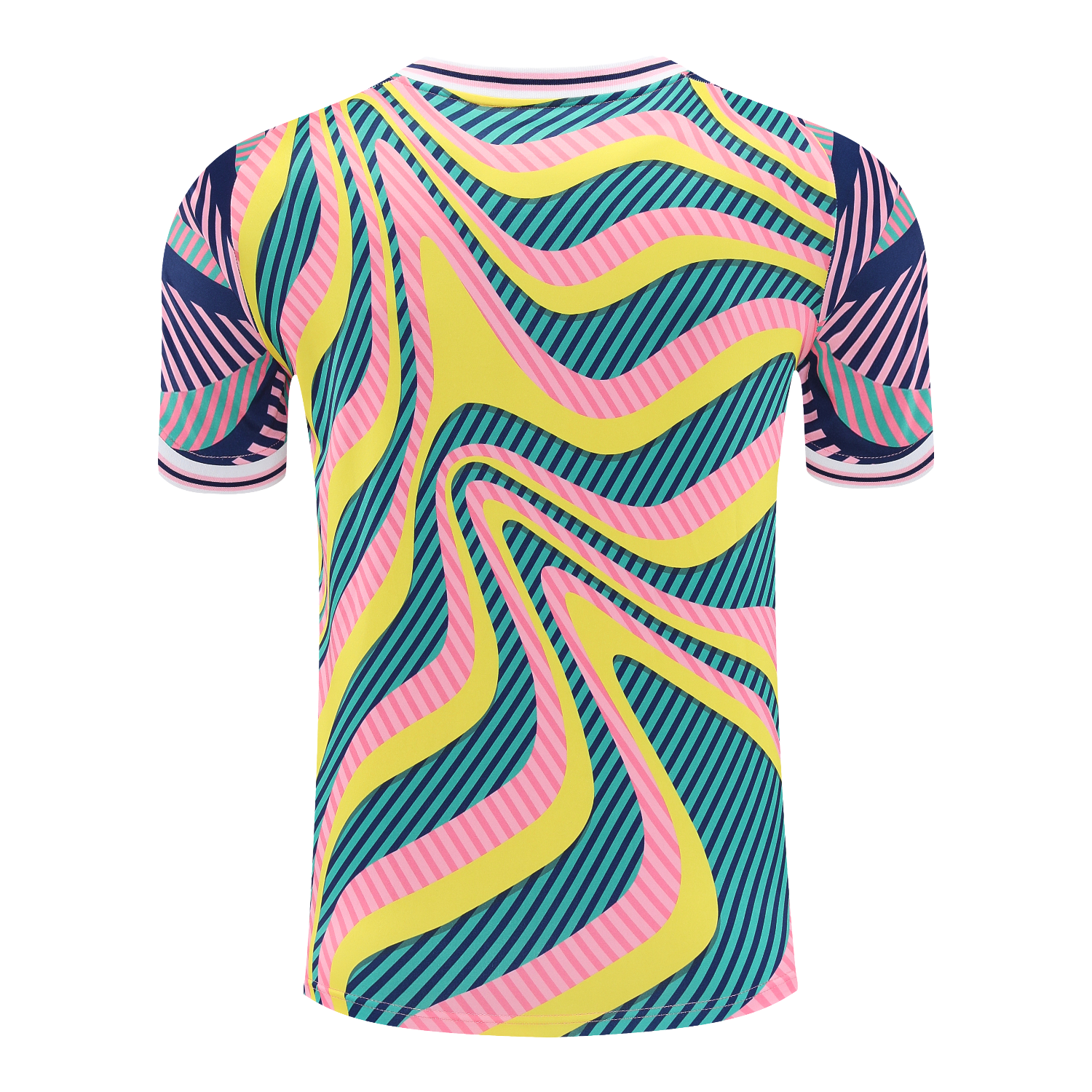 foot-Real Madrid 25-26 Short-Sleeve Training Set - Colorful Curve Pattern Top & Black Shorts