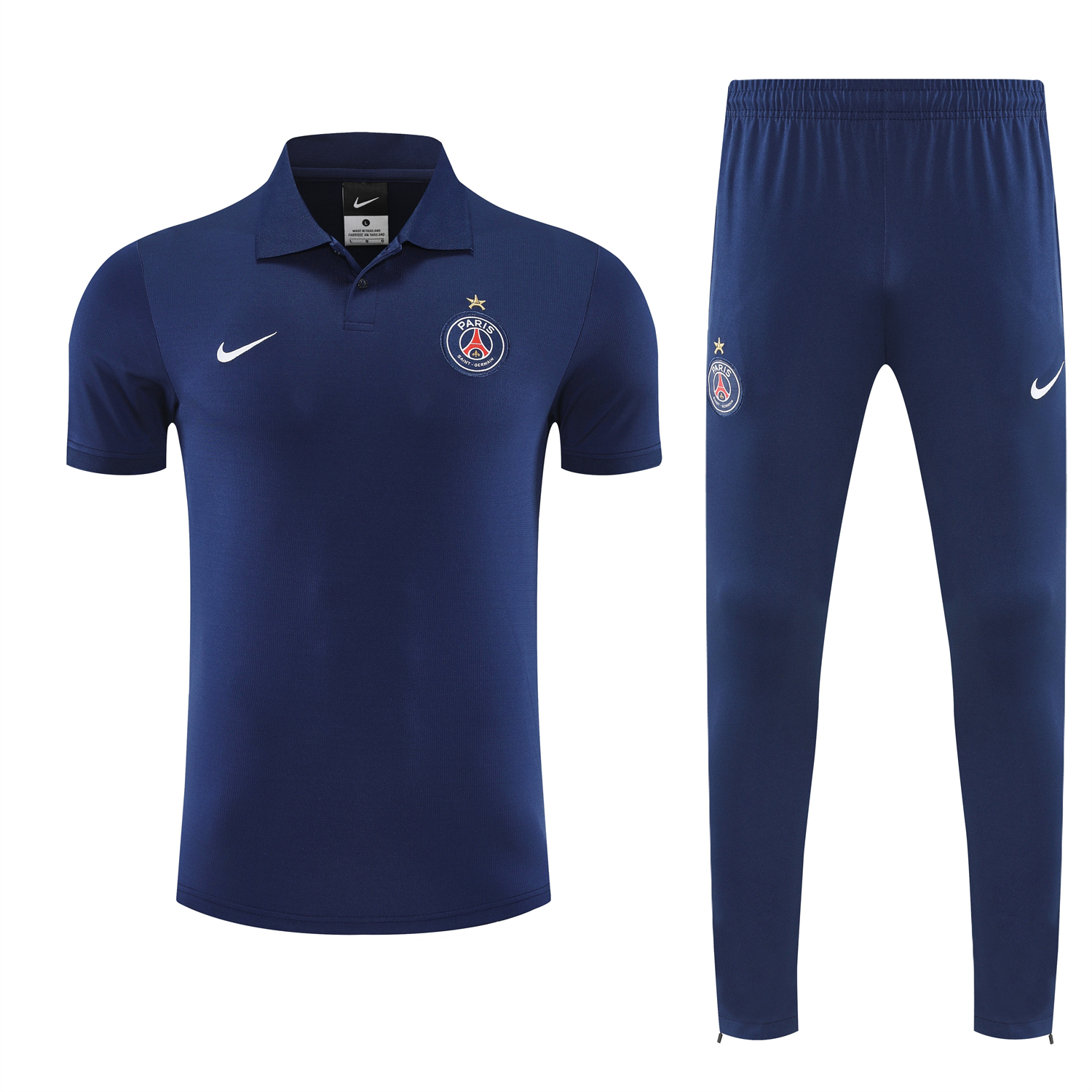 Unitedfootballkit.com | Paris Saint-Germain PSG 25-26 POLO Short-Sleeve Training Set - Dark Blue Top and Pants -Customize Name, Number and Patch | Worldwide Shipping
