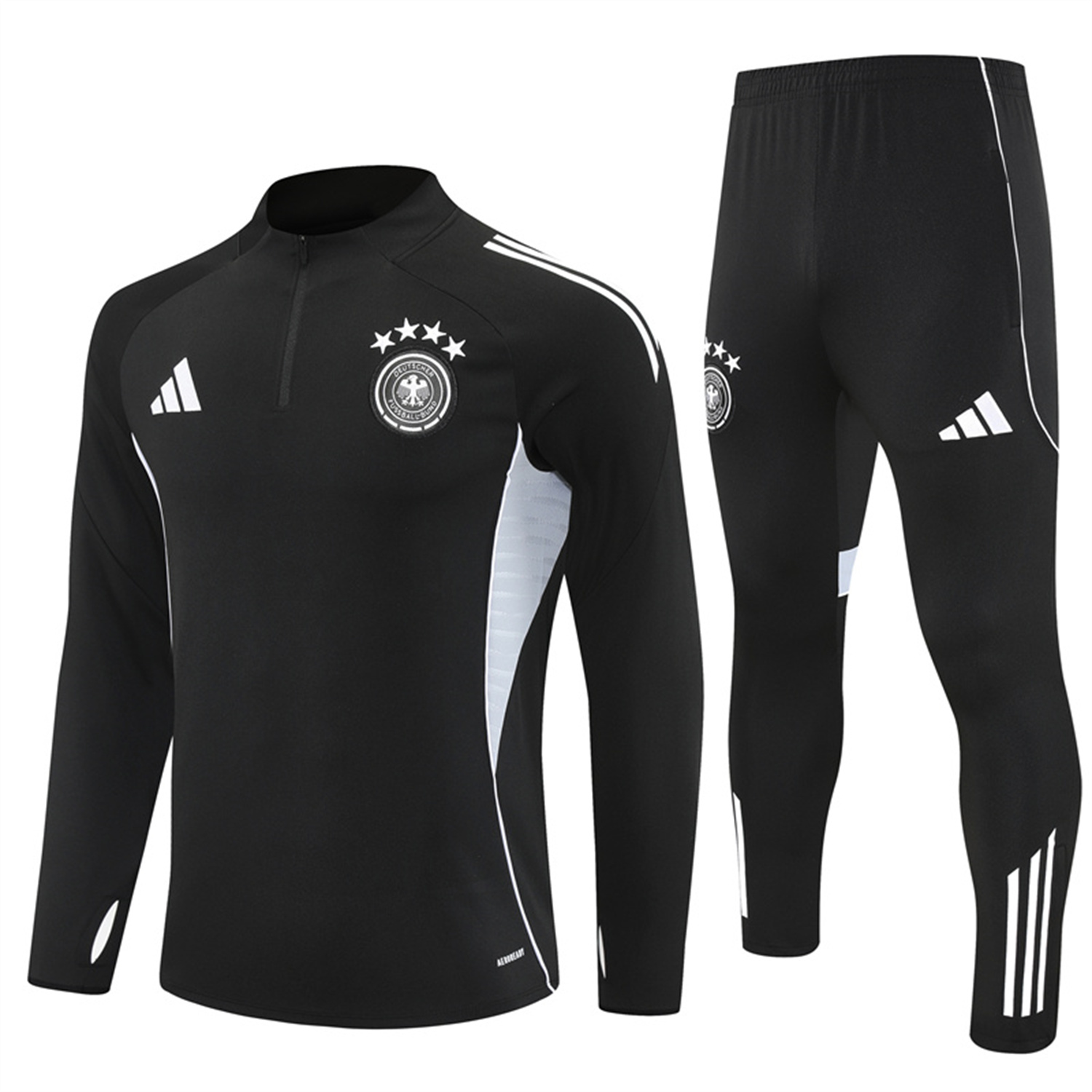 foot-Germany 25-26 Long Sleeve Training Set - Black Top and Black Pants