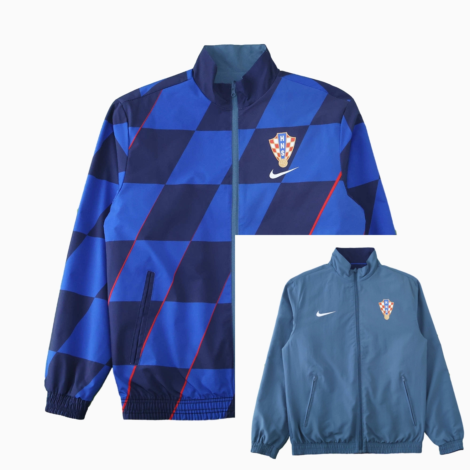 foot-Croatia 24-25 Away Style Double Sided Reversible Windbreaker - Blue