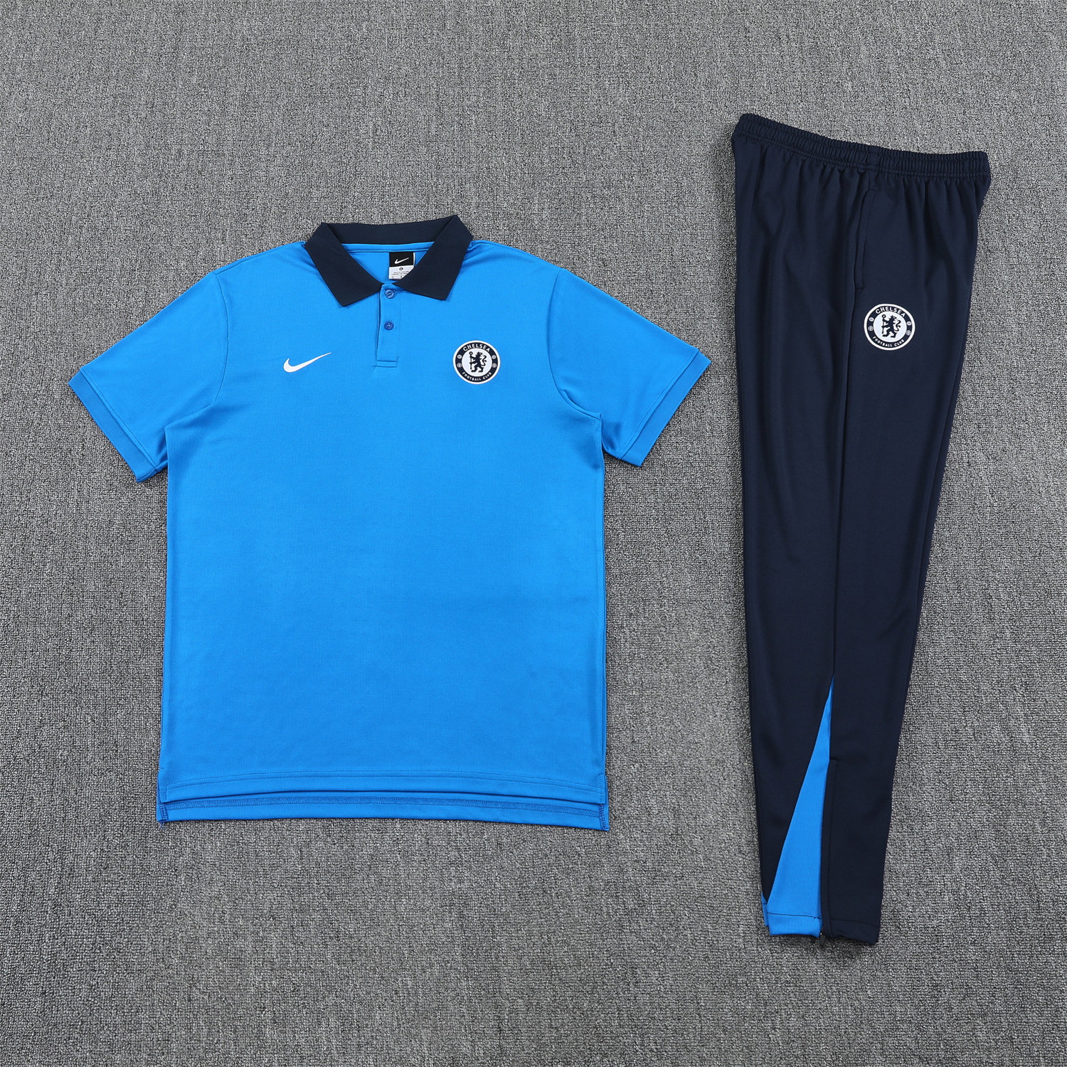 foot-C.H.E.L.S.E.A 25-26 POLO Short-Sleeve Training Set - Blue Top and Deep Blue Pants