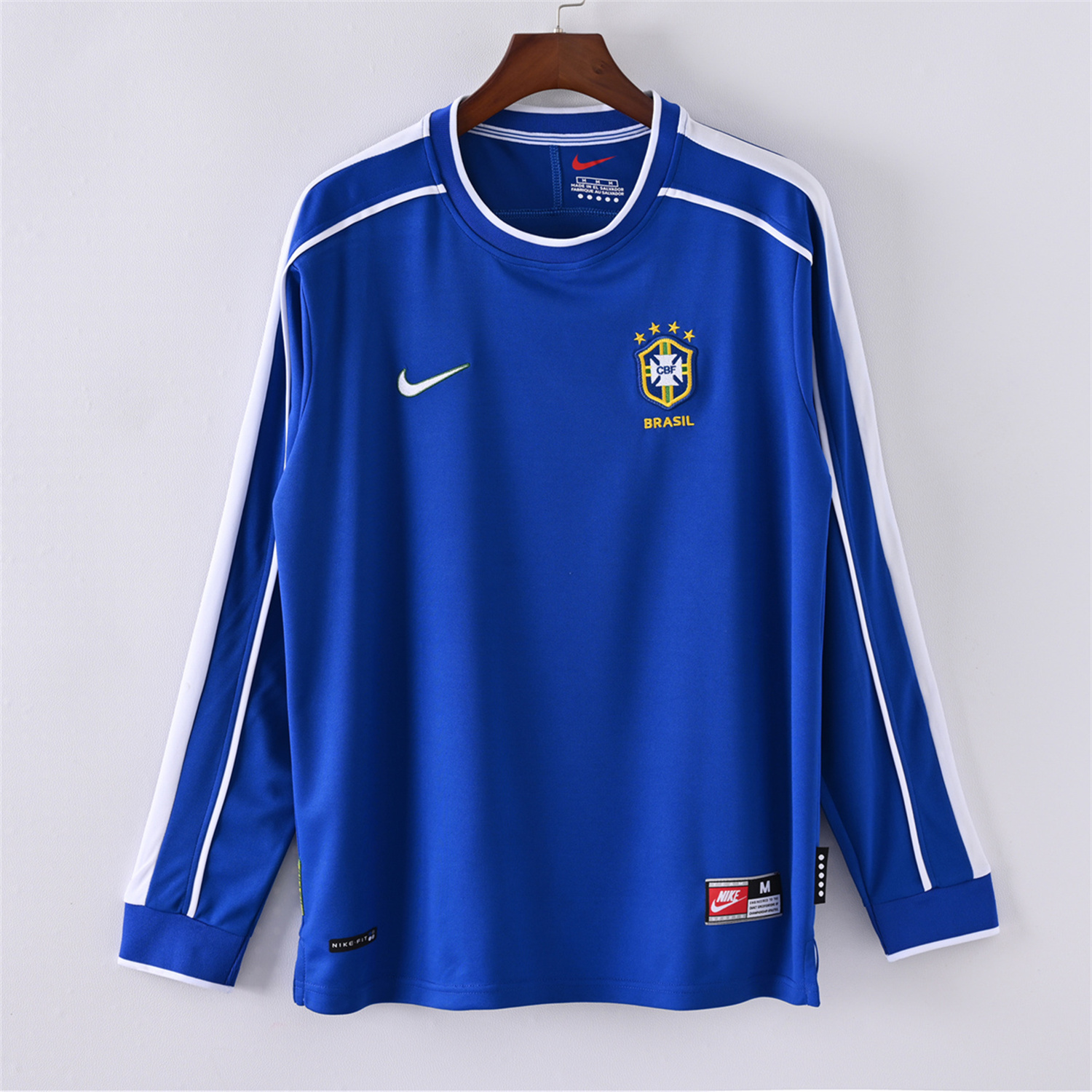 foot-Retro Brazil 1998 Away Long Sleeves Jersey