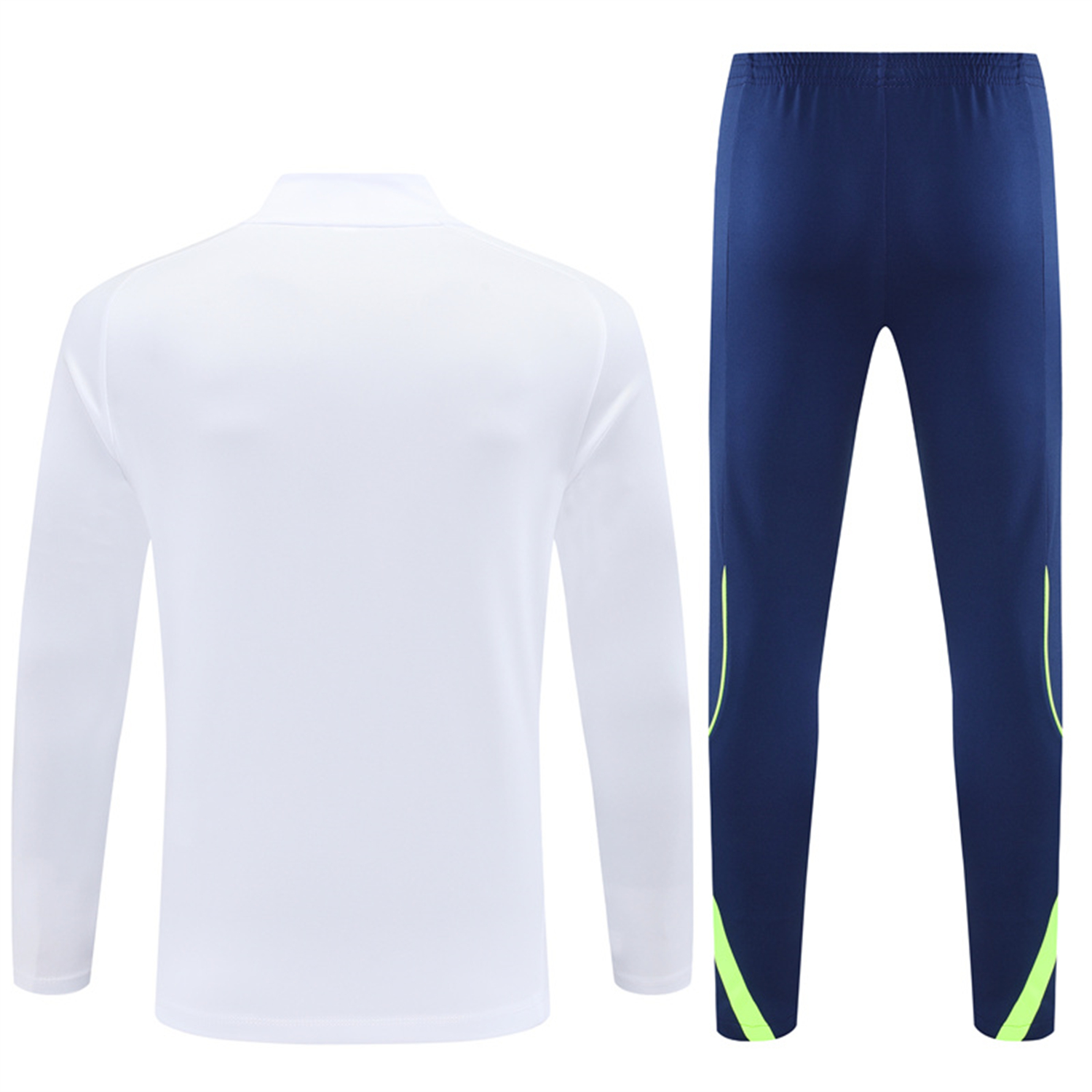 foot-Real Madrid 25-26 Kids Long Sleeves Training Set - Green Line White Top and Blue Pants