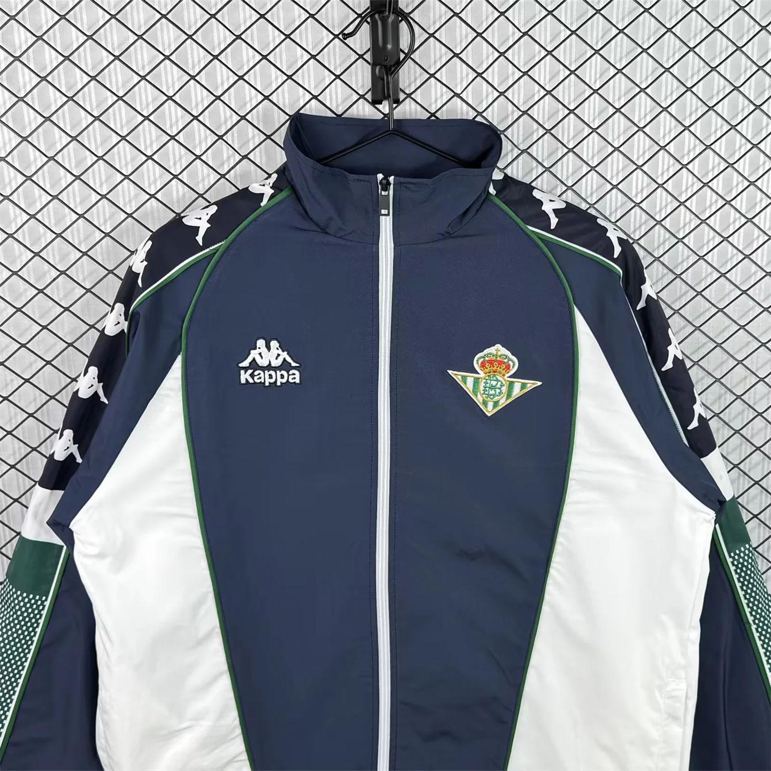 Unitedfootballkit.com | Retro Real Betis 1997-98 Deep Blue And White Windbreaker -Customize Name, Number and Patch | Worldwide Shipping