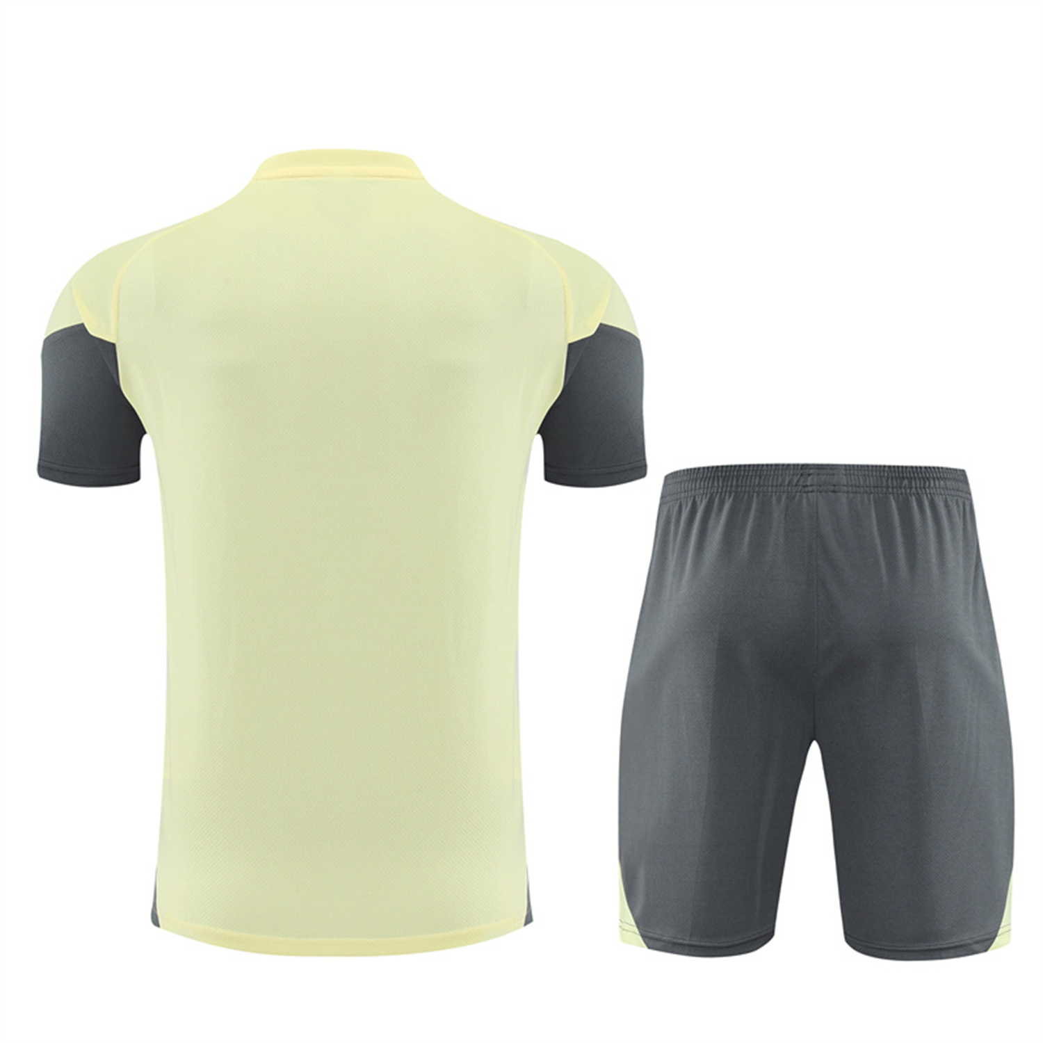 foot-Real Madrid 25-26 Short-Sleeve Training Set - Yellow Top and Grey Shorts