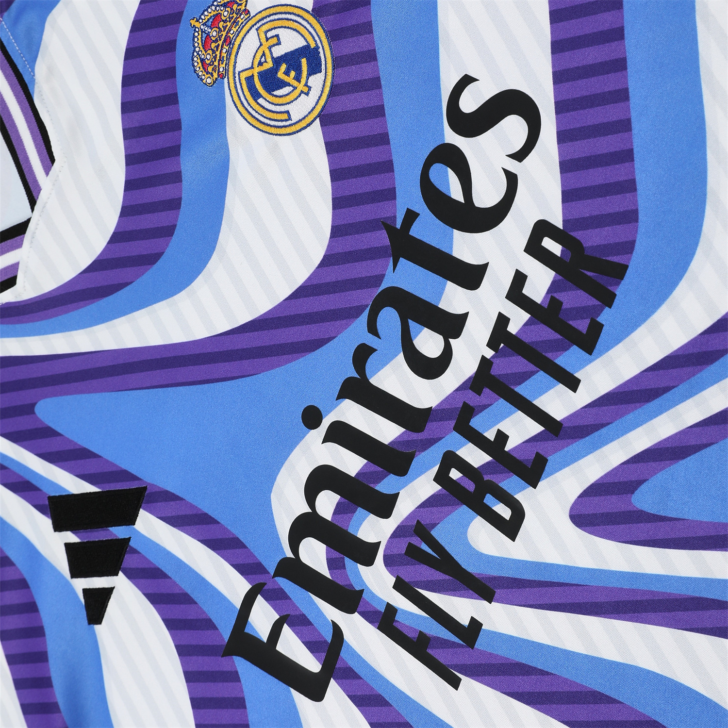 foot-Real Madrid 25-26 Short-Sleeve Training Set - Blue Purple Curve Pattern Top & Black Shorts