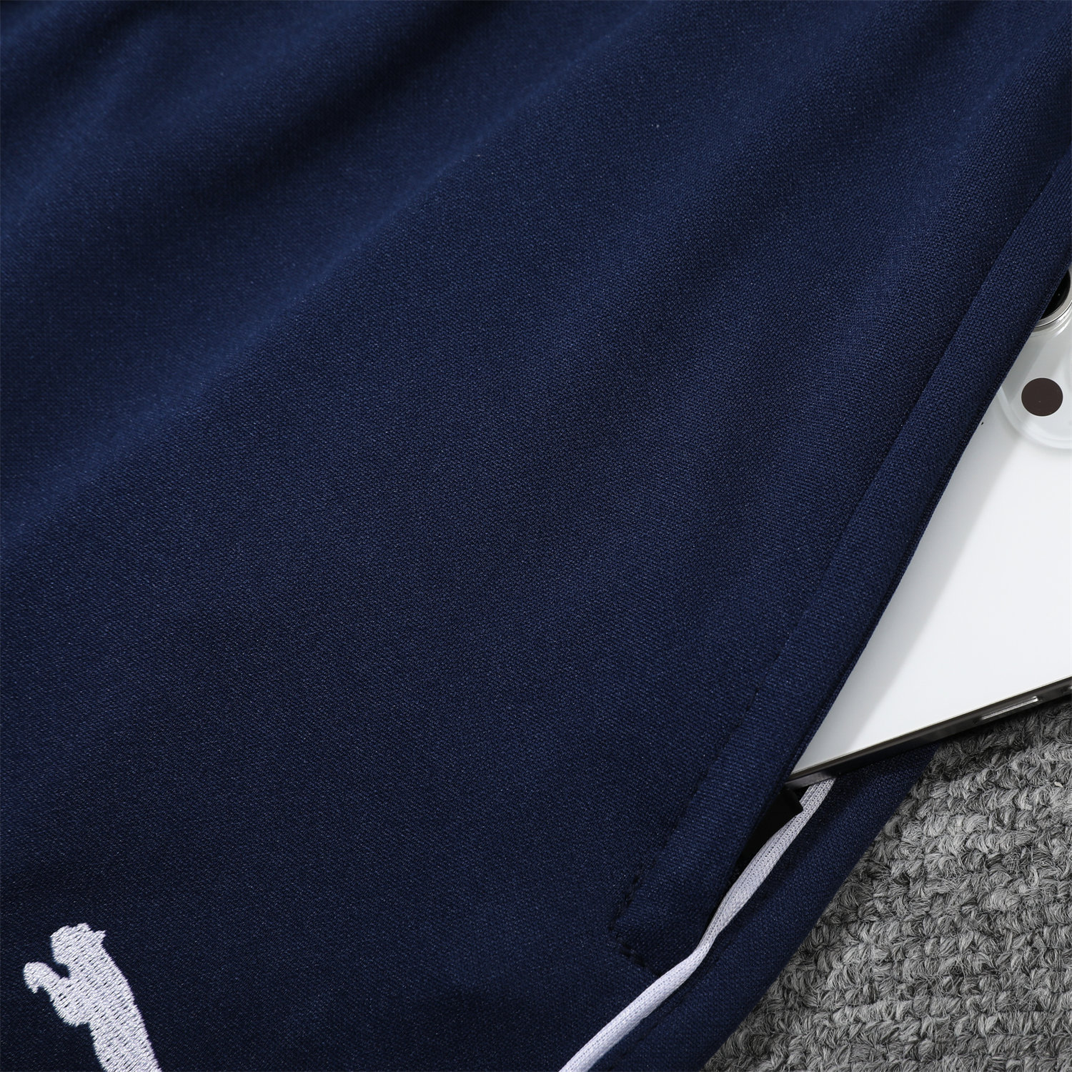 foot-Marseille 25-26 POLO Short-Sleeve Training Set - White Top and Deep Blue Pants