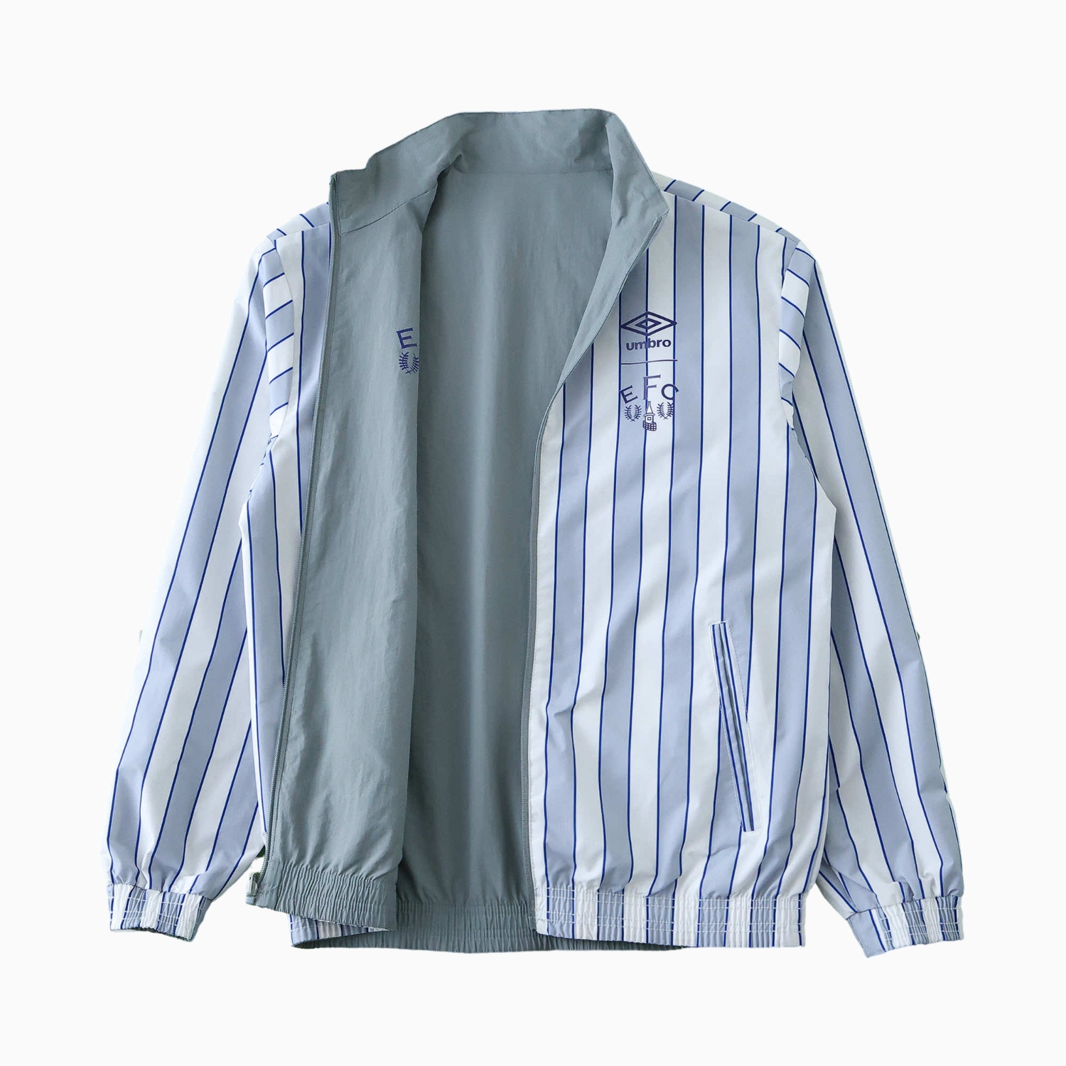 foot-Everton 1988-89 Retro Style Double Sided Reversible Windbreaker - White & Grey