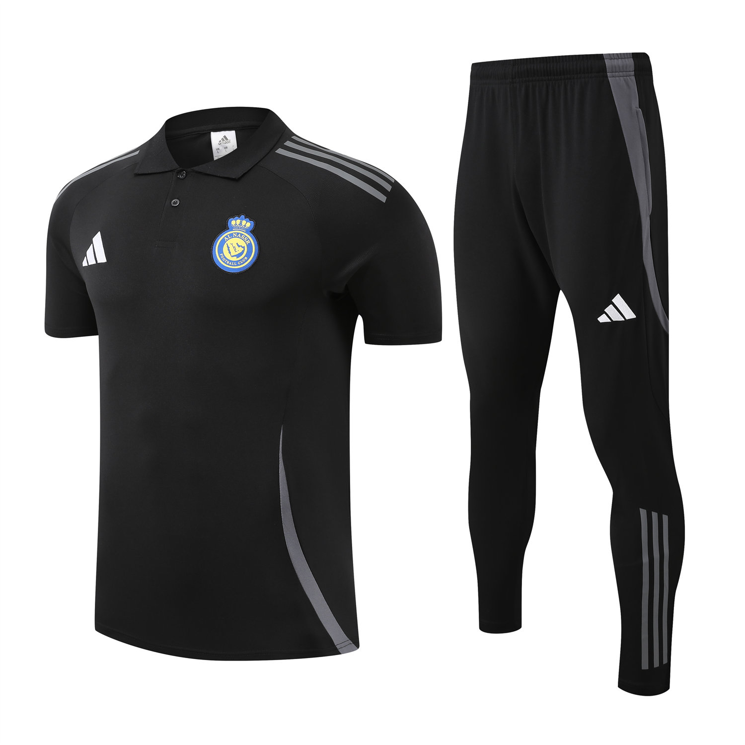 foot-Al Nassr Riyadh Victory 25-26 POLO Short-Sleeve Training Set - Black Top and Pants