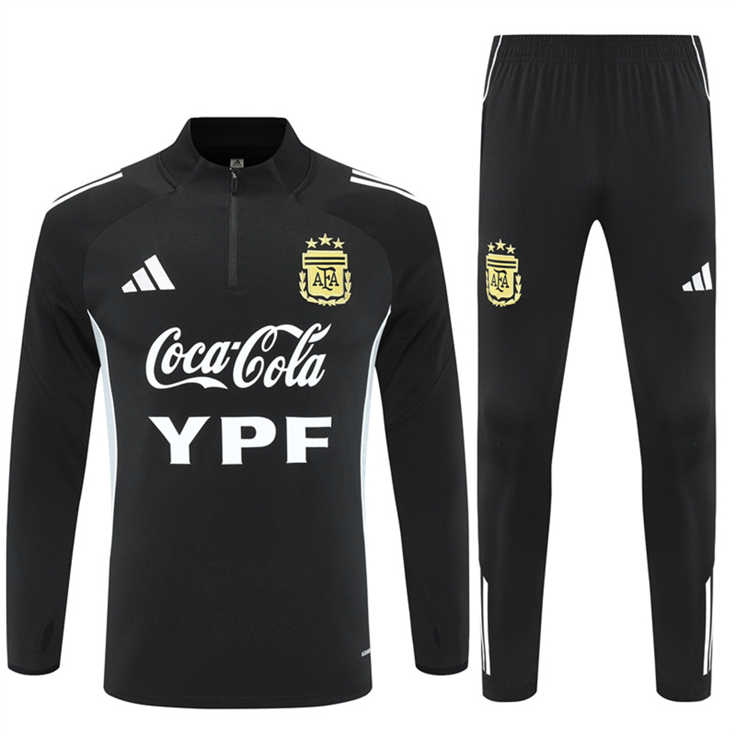 foot-Argentina 25-26 Long Sleeves Training Set - Black Top & Black Pants