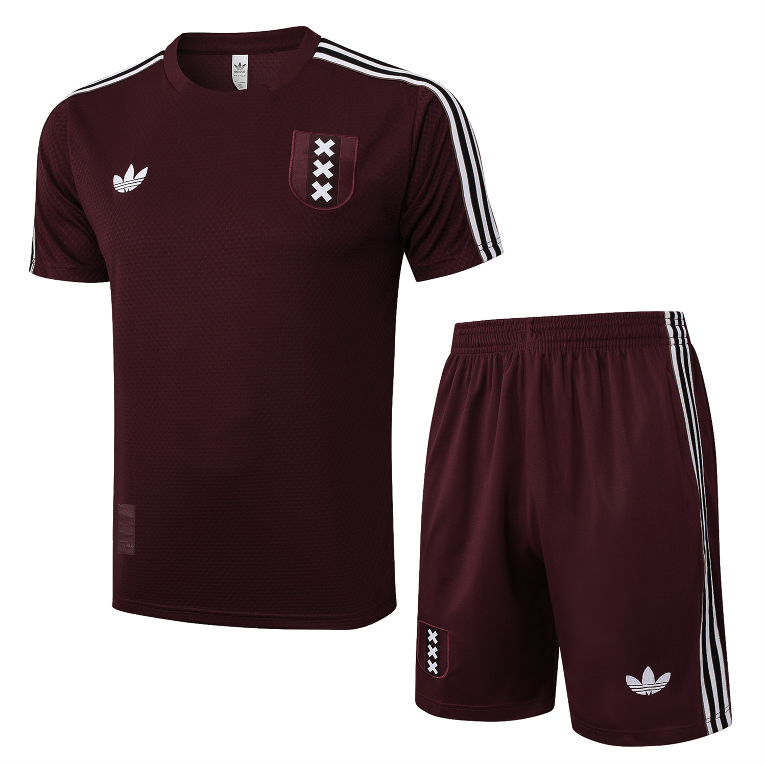 foot-Ajax 25-26 Throwback Trefoil Short-Sleeve Training Set - Deep Red