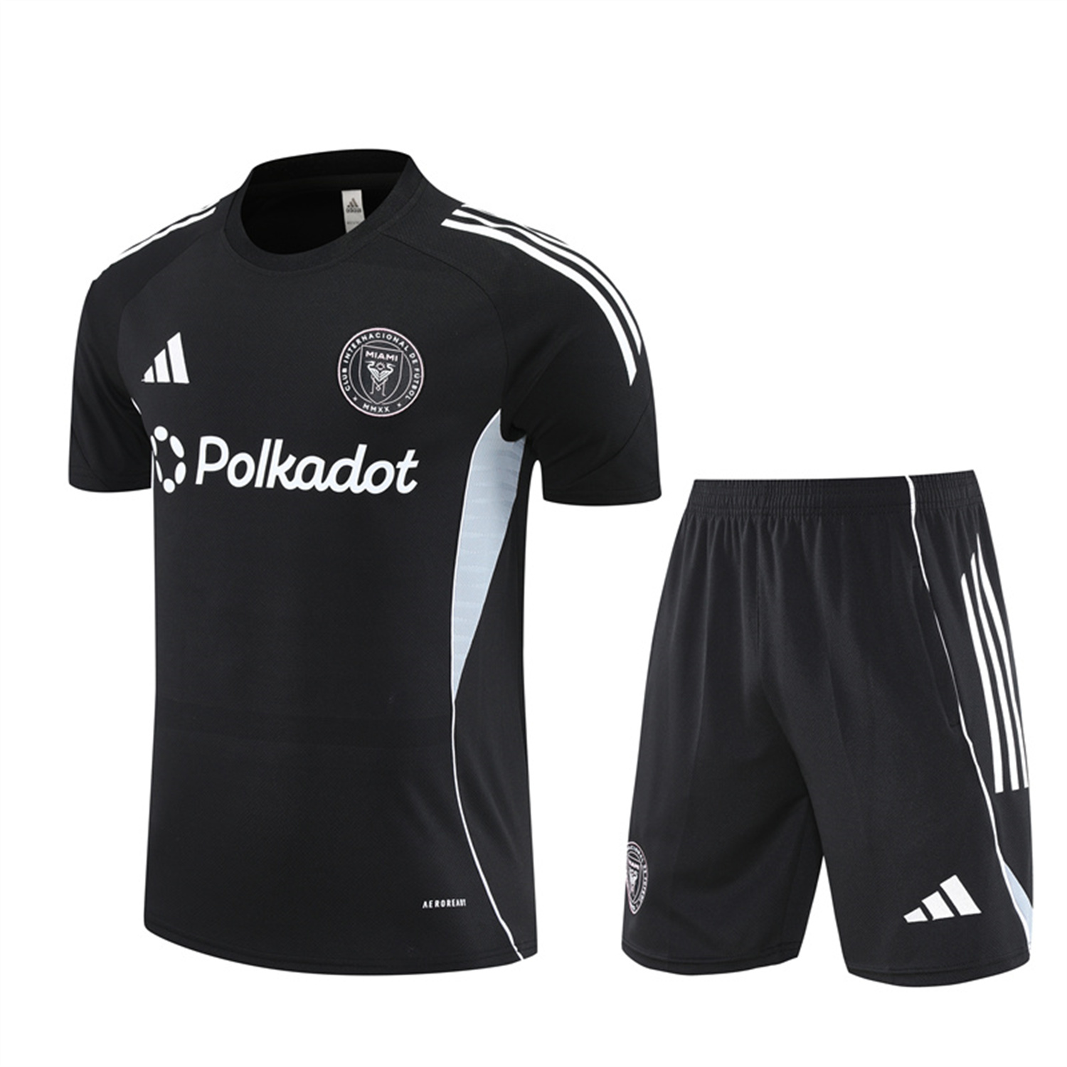 foot-INT M.A.M 25-26 Short-Sleeve Training Set - Black Top and Shorts