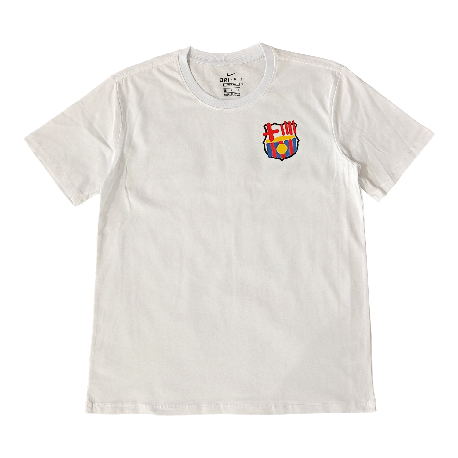 foot-Barcelona Tots Units Fem Força Full-Color Drawing Of The Shield T-shirt【White】