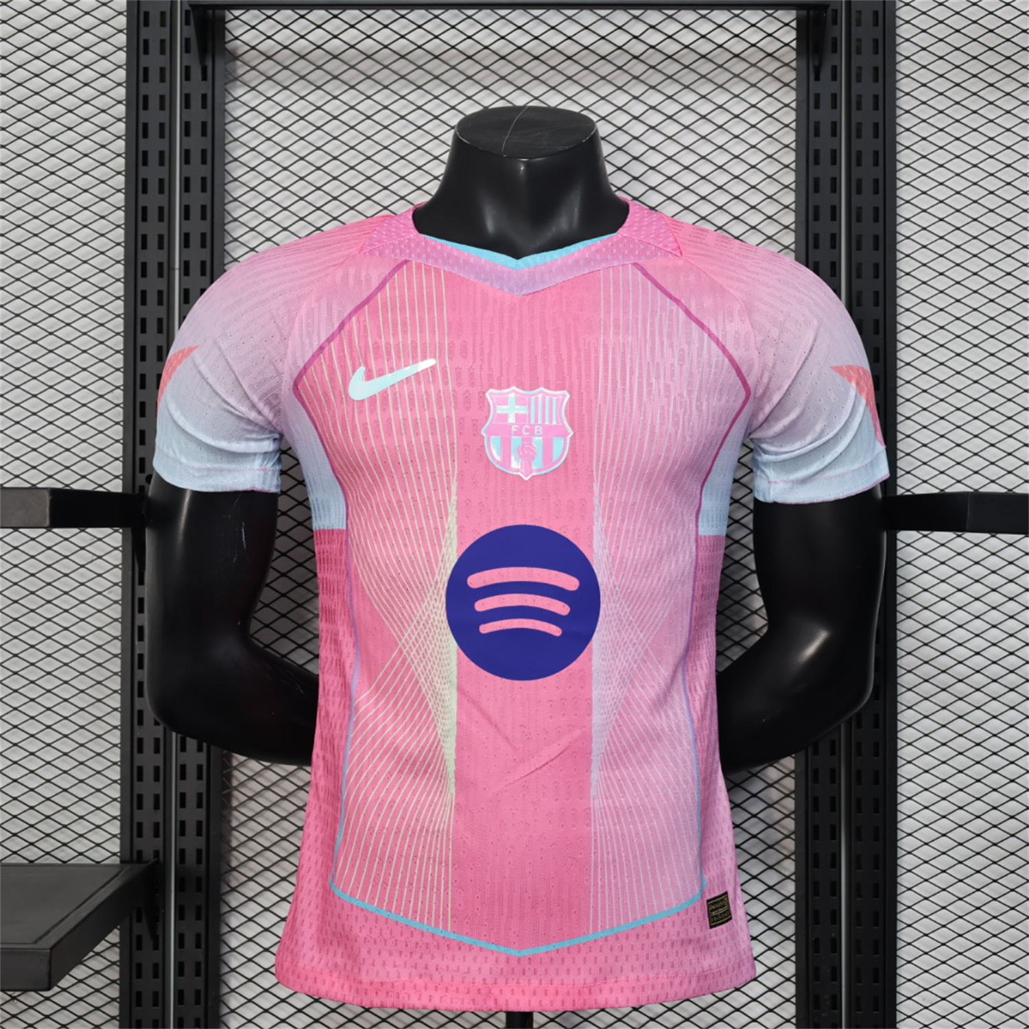 foot-Barcelona 25-26 Pink and Light Blue Stripes Jersey - Player Version