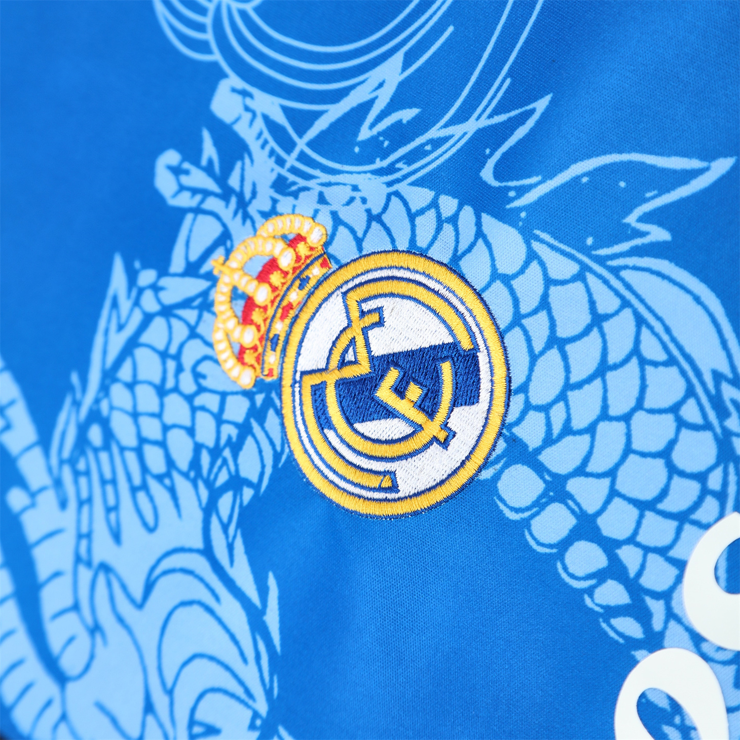 foot-Real Madrid 25-26 Short-Sleeve Training Set - Blue Black Dragon Top & Black-White Shorts