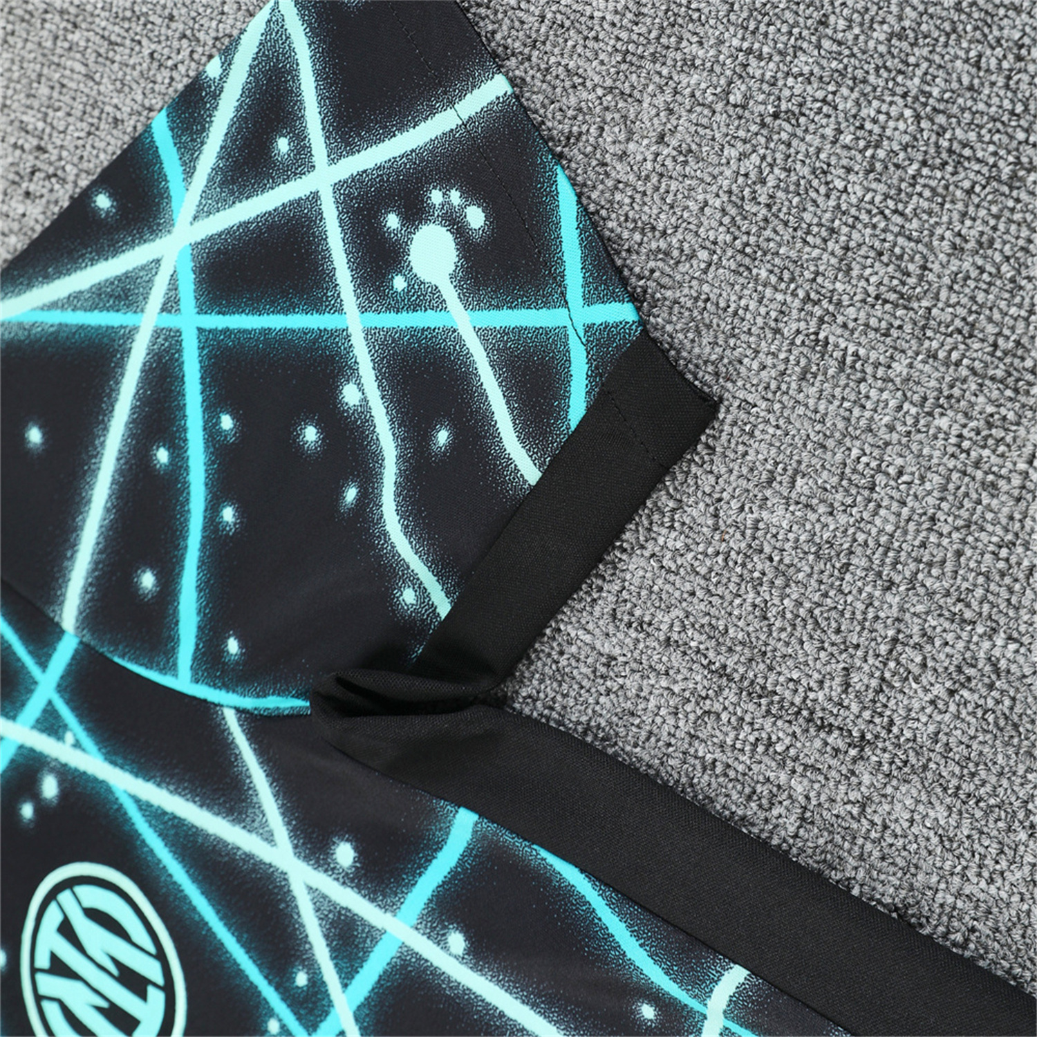 foot-Inter Milan 25-26 Short-Sleeve Training Set - Blue Fluorescent Rays Black Top & Black Shorts