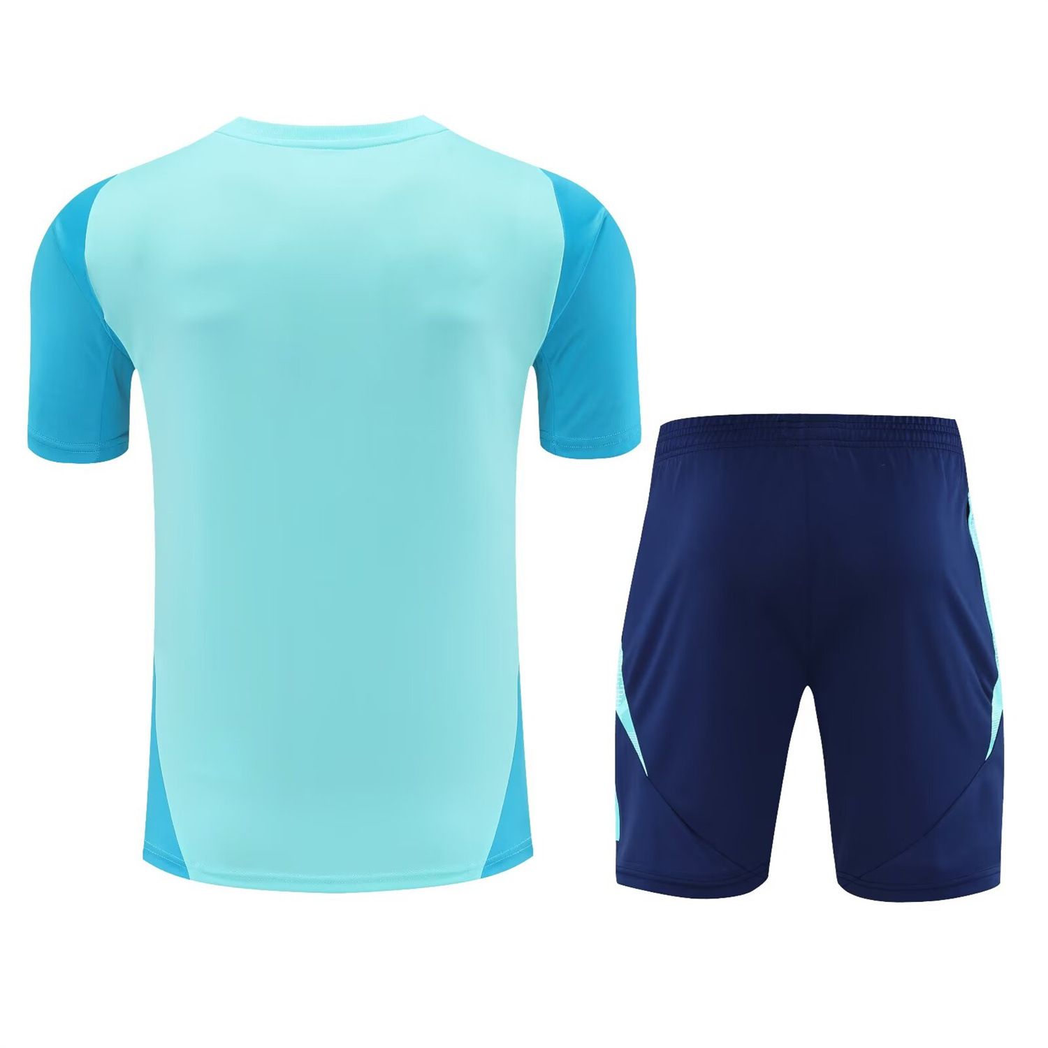 foot-Flamengo 25-26 Short-Sleeve Kids Training Set - Light Blue With Royal Blue