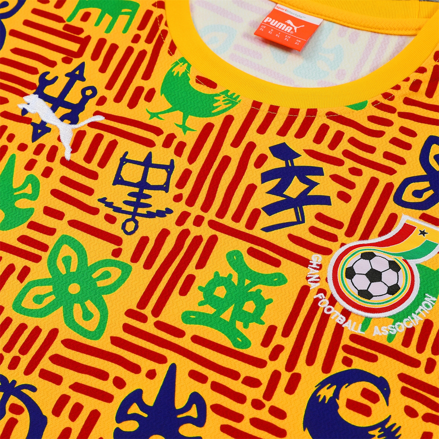 Unitedfootballkit.com | Ghana 2026 Short-Sleeve Training Set - Yellow Top and Shorts -Customize Name, Number and Patch | Worldwide Shipping