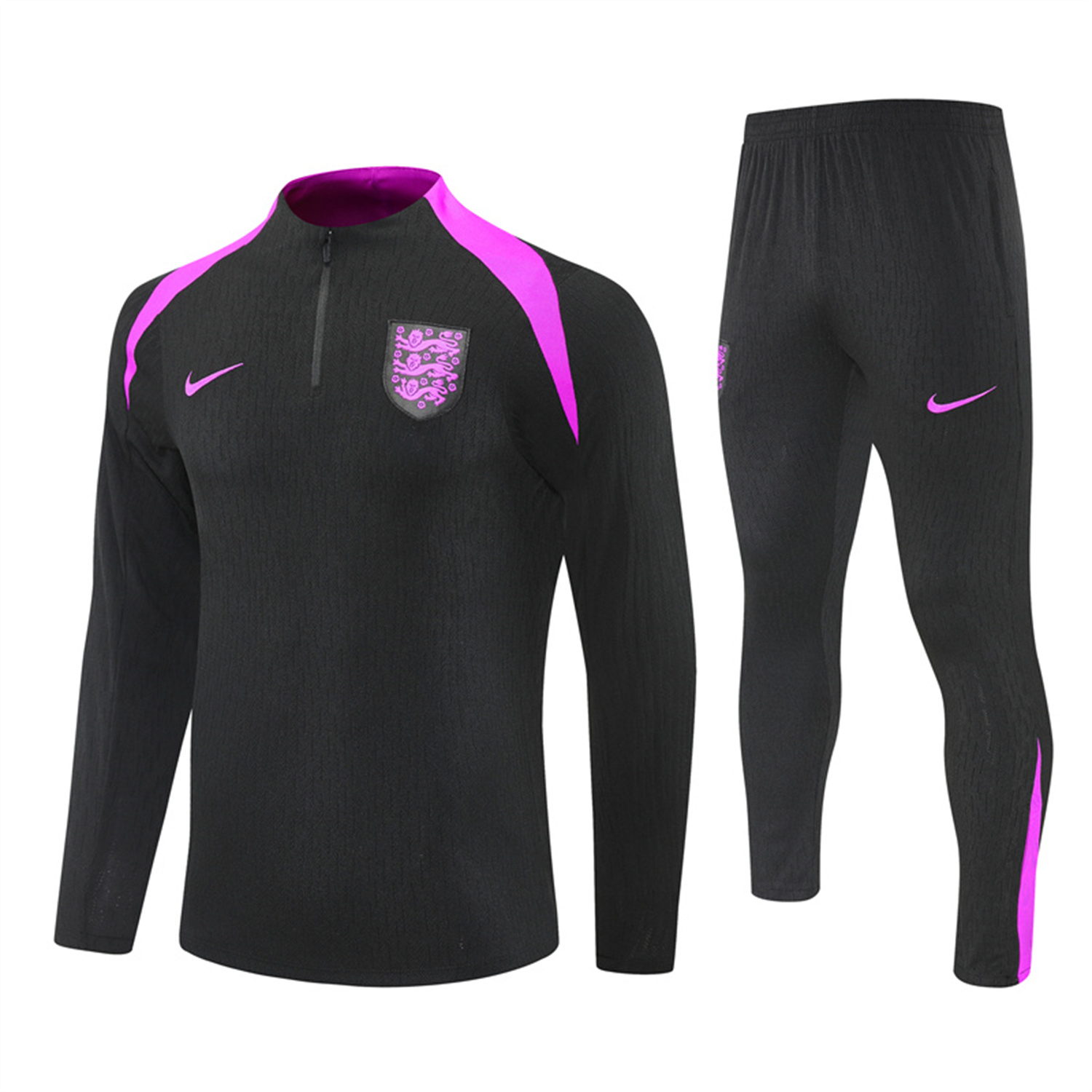foot-England 25-26 Long Sleeve Training Set - Player Version - Black Top and Pants