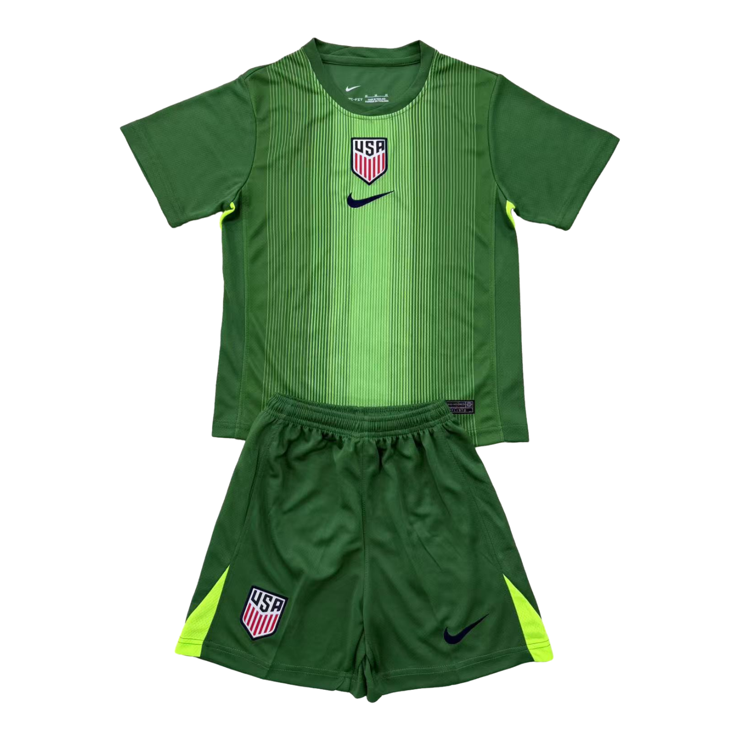 foot-United States USA 25-26 Green Goalkeeper Men's Adult Jersey Set - Fans Version
