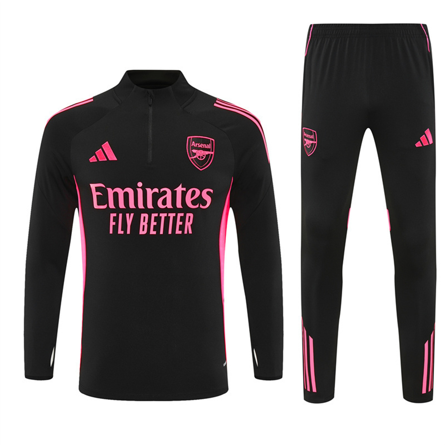 foot-Arsenal 25-26 Kids Long Sleeve Training Set - Pink Logo Balck Top & Black Pants