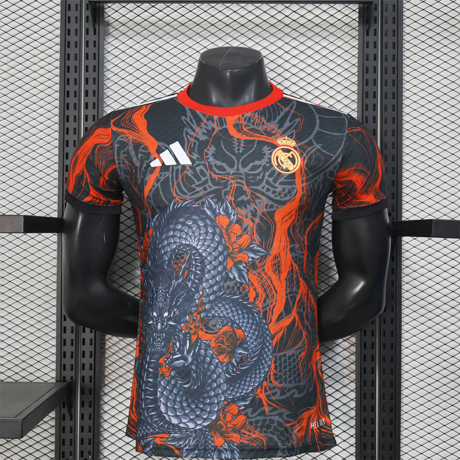 foot-Real Madrid 25-26 Grey Chinese Loong and Red Fire Black Jersey - Player Version
