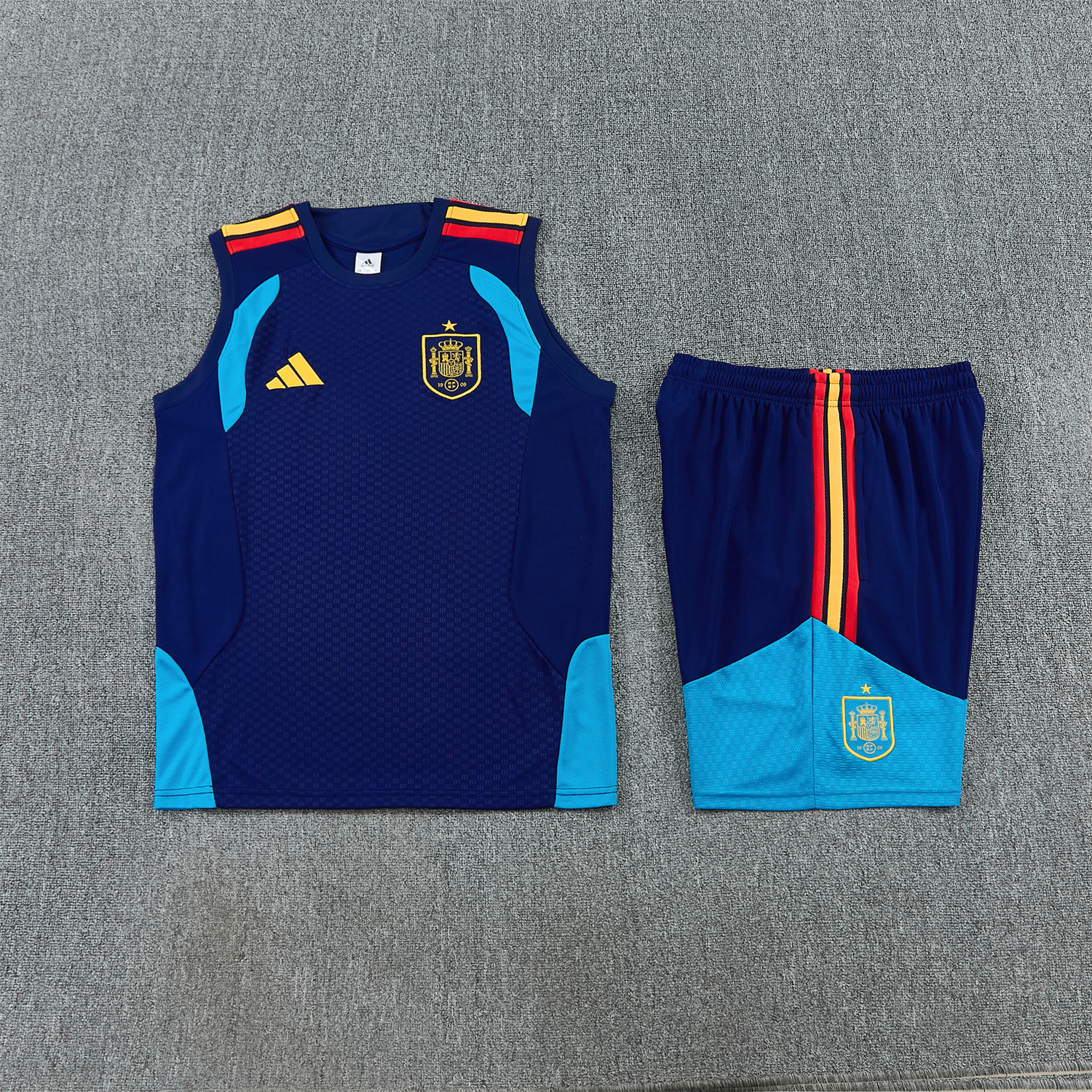 SIUjerseys-Spain 2026 Vest Training Set - Dark Blue Vest and Shorts
