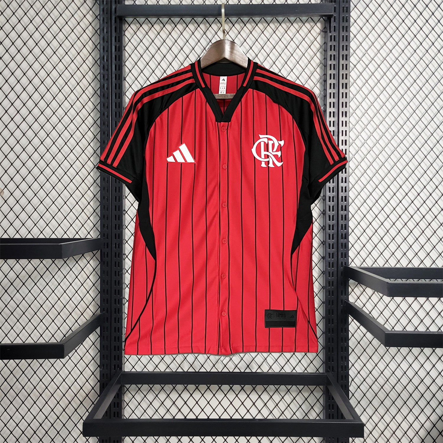 foot-Flamengo 25-26 Red Baseball Jersey with Black Stripes