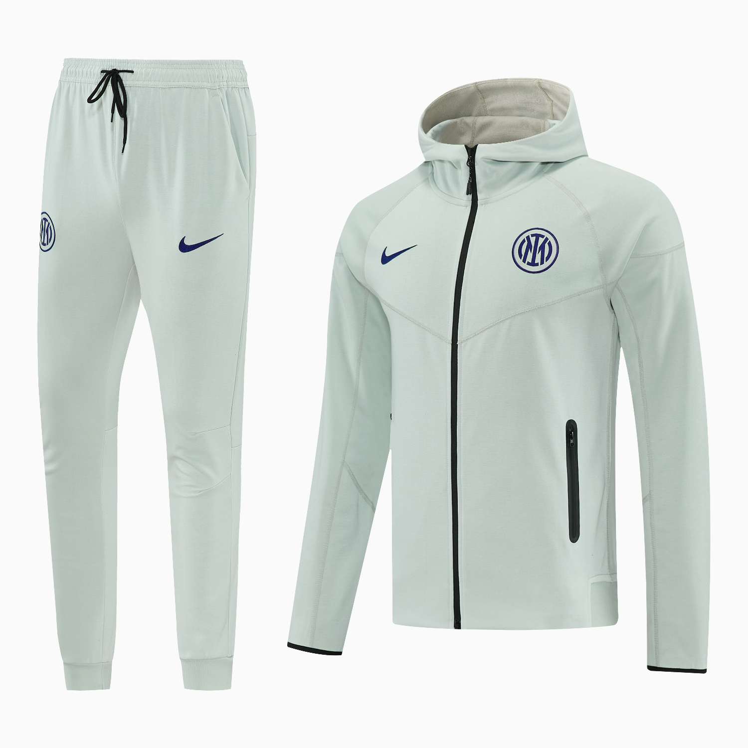 SIUjerseys-Inter Milan 25-26 Hooded Windbreaker Training Set - Grey Green Top & Pants