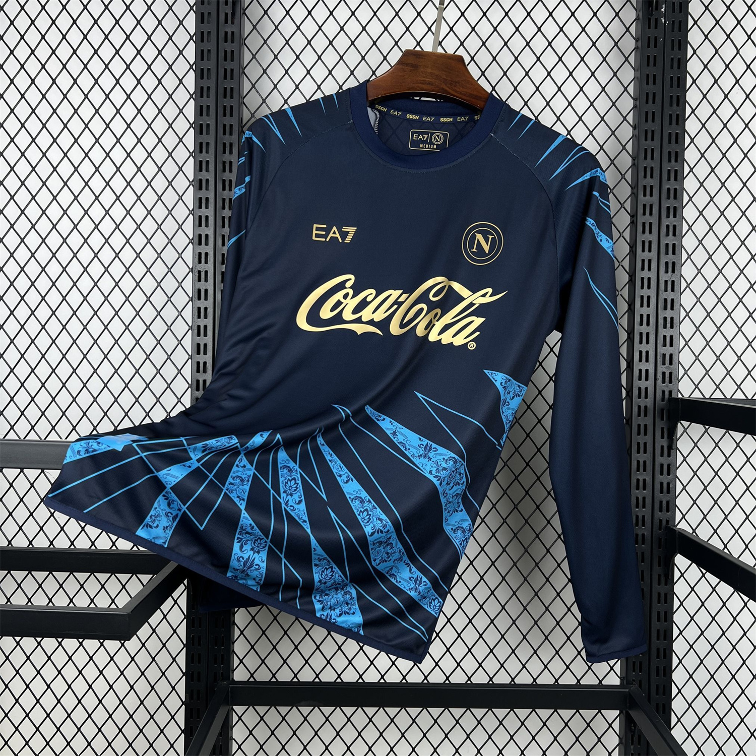 SIUjerseys-Napoli 25-26 CocaCola Dark Blue Special Long Sleeves Jersey - Fans Version