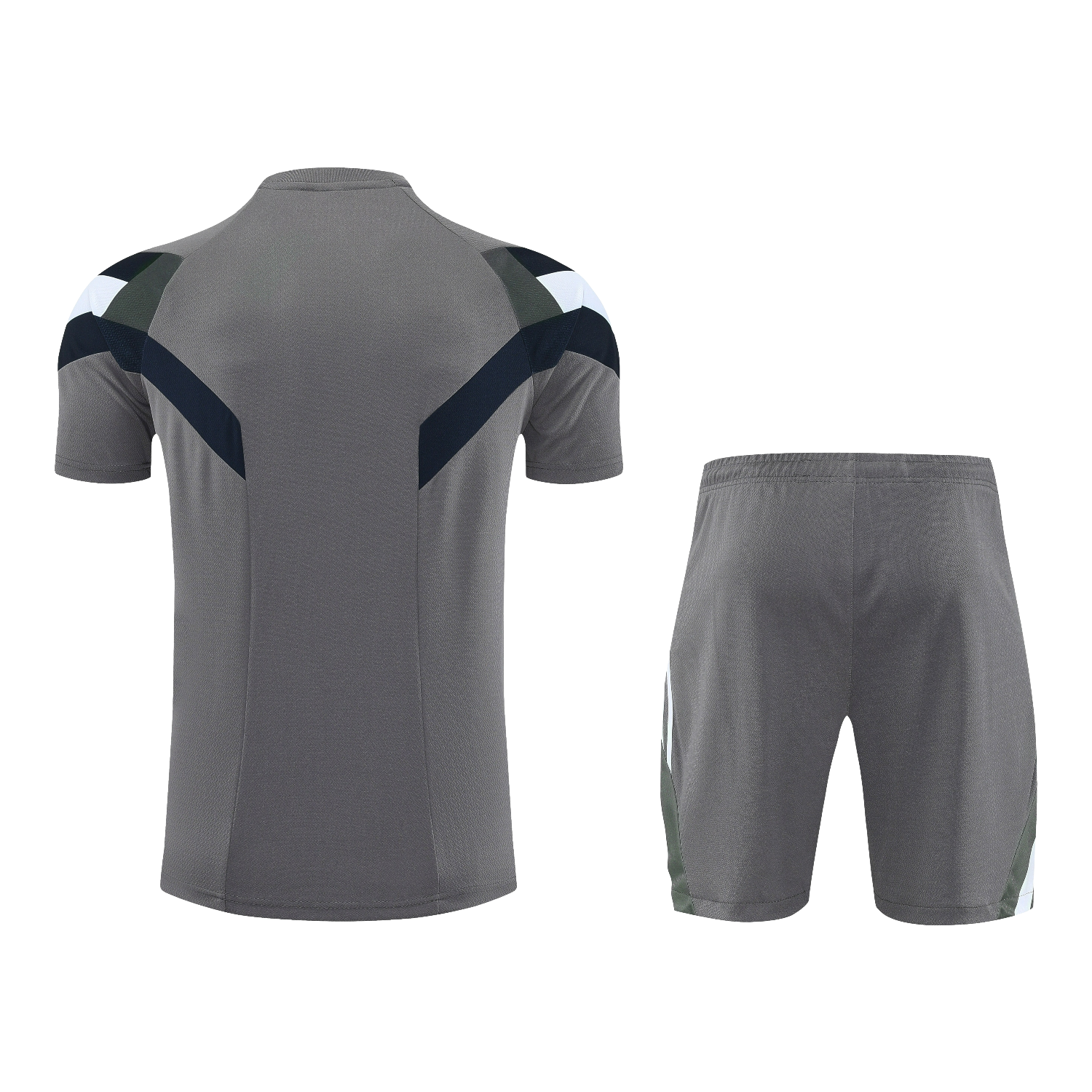foot-Real Madrid 25-26 Short-Sleeve Training Set With White Logo - Gray Top & Gray Shorts