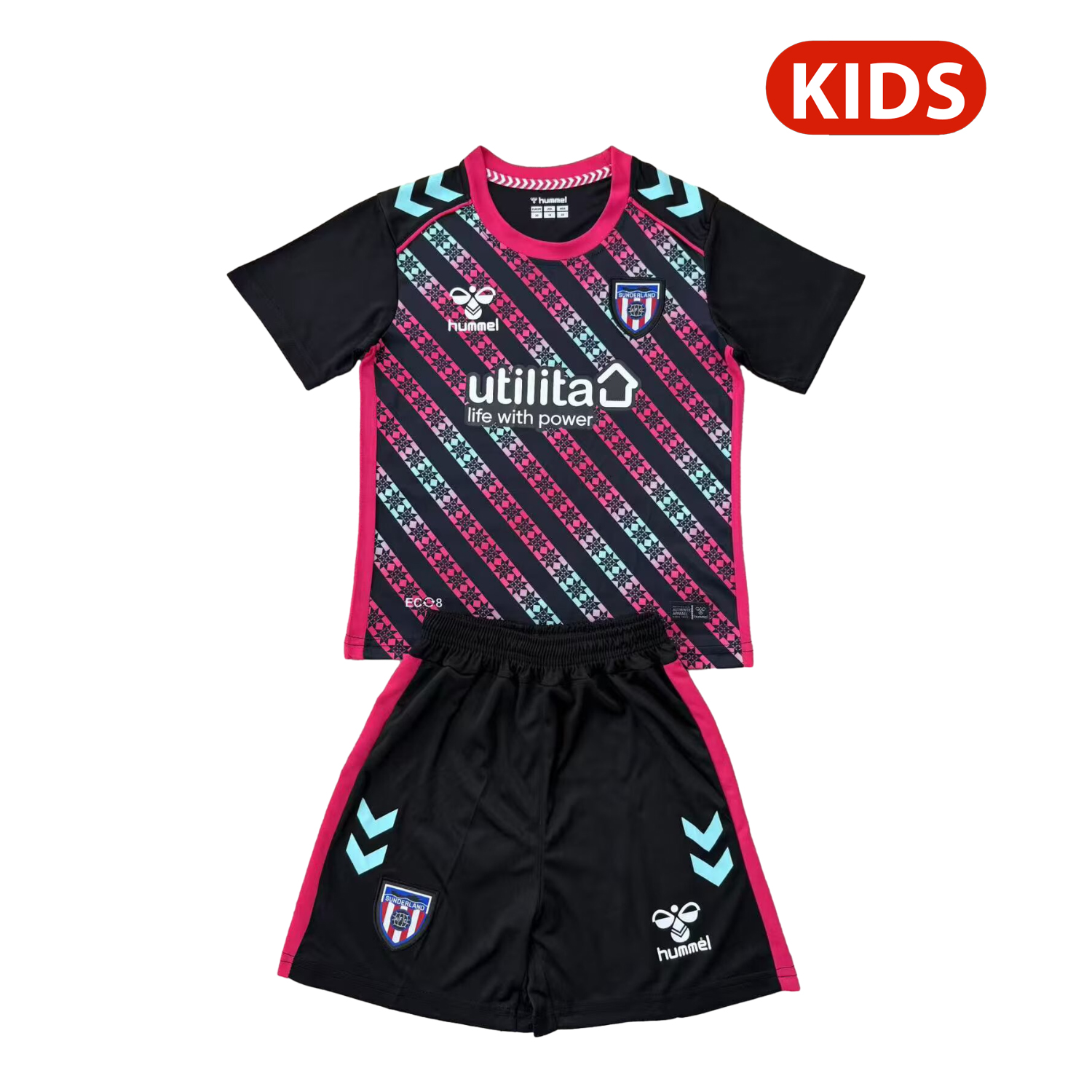 foot-Sunderland 25-26 Goalkeeper Black And Pink Kids Kit