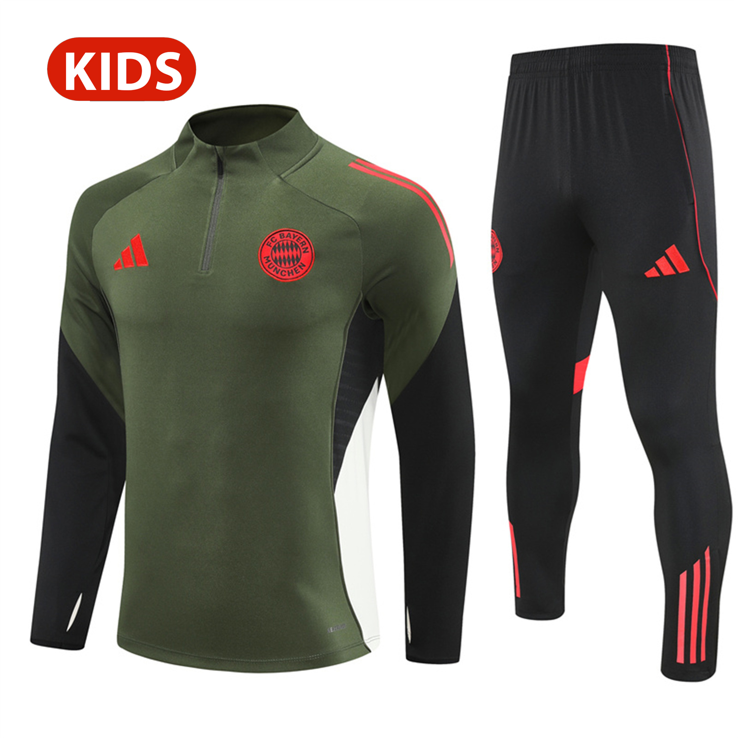 foot-Bayern Munich 25-26 Kid Long Sleeves Training Set - Green Top & Black Pants