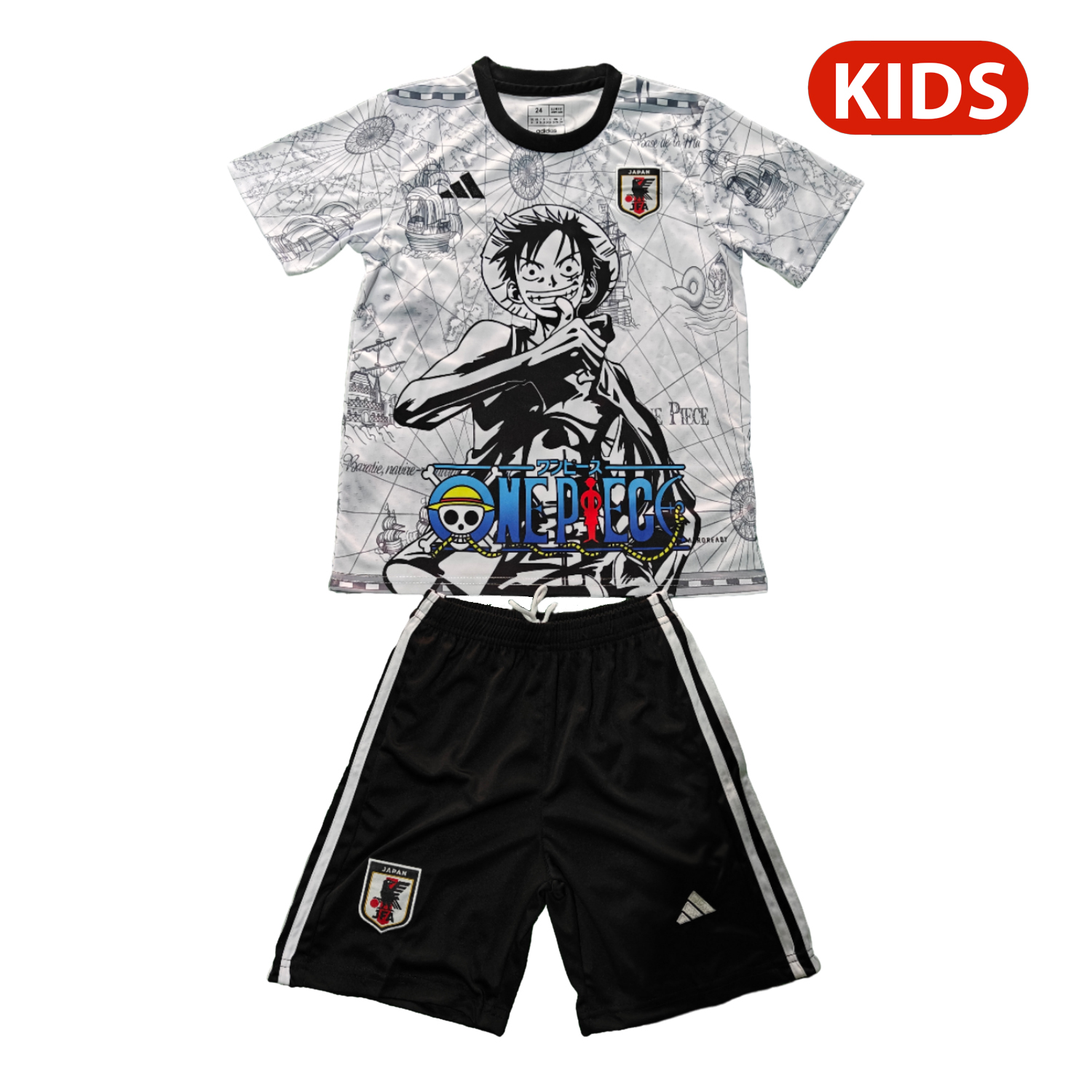 foot-Japan 25-26 One Piece Luffy White And Black Special Kids Kit